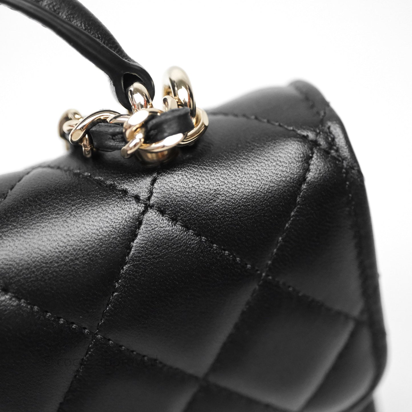 Chanel Top Handle Mini WOC Phone Holder Black Lambskin Gold Hardware