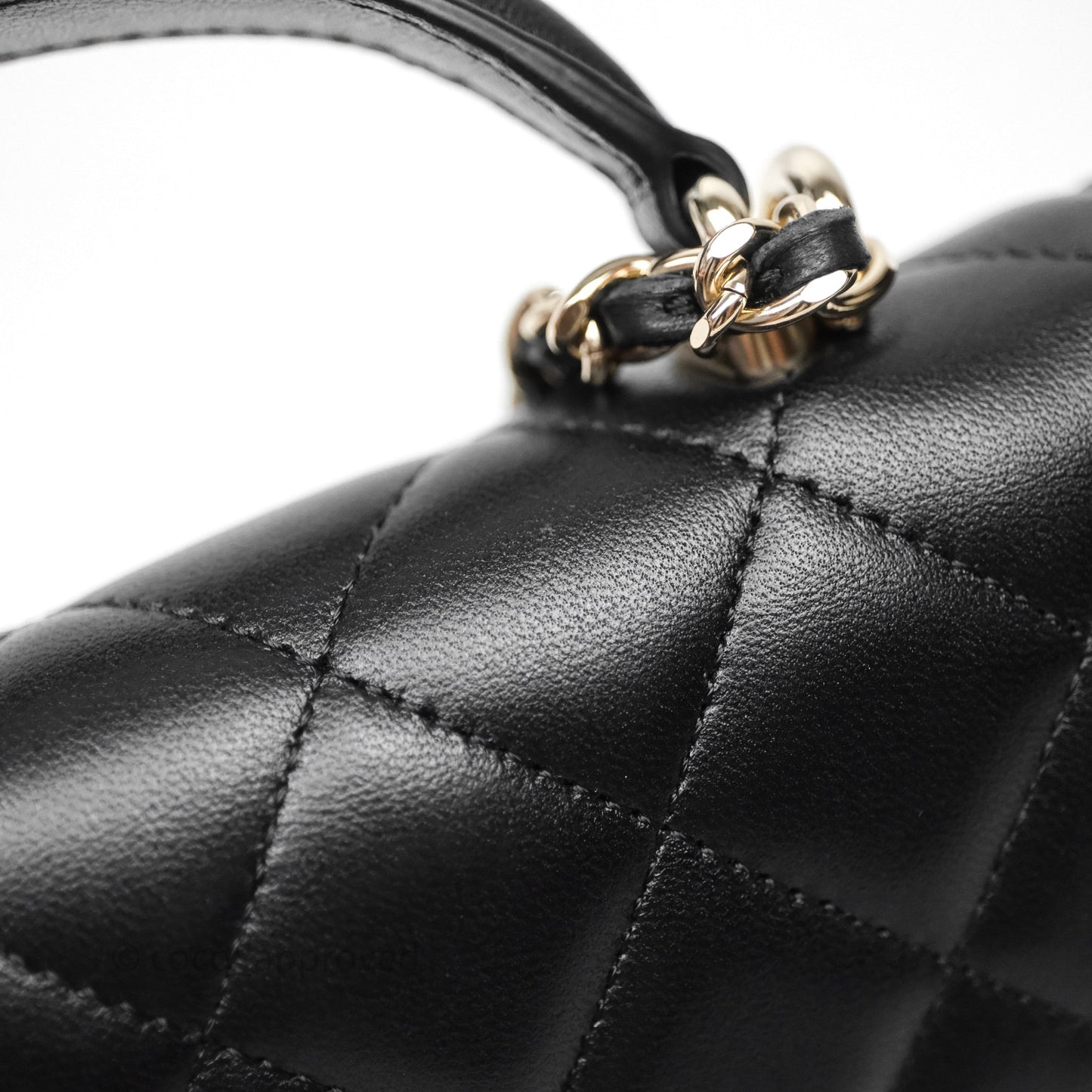 Chanel Top Handle Mini WOC Phone Holder Black Lambskin Gold Hardware