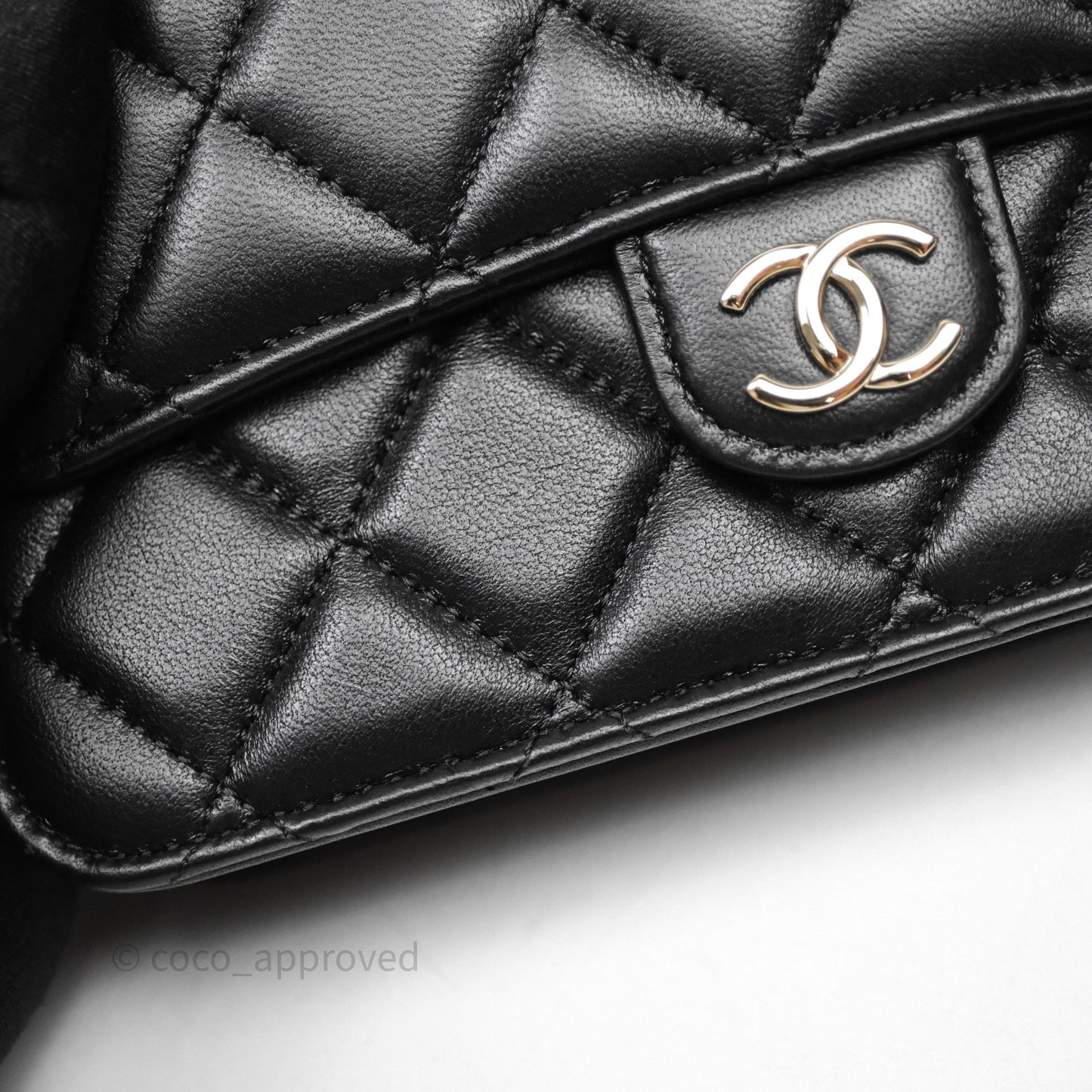 Chanel Top Handle Mini WOC Phone Holder Black Lambskin Gold Hardware