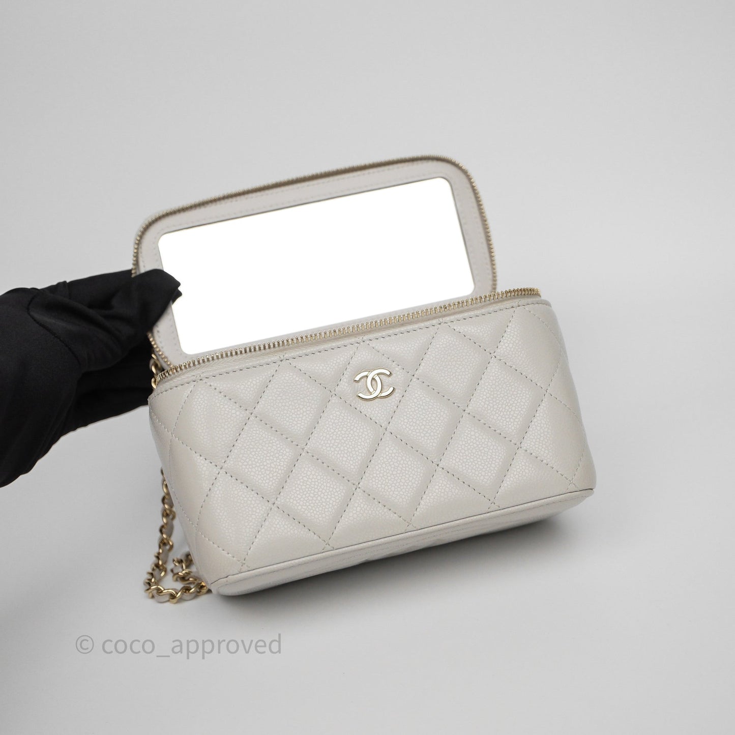 Chanel Vanity with Chain Grey Caviar Gold Hardware