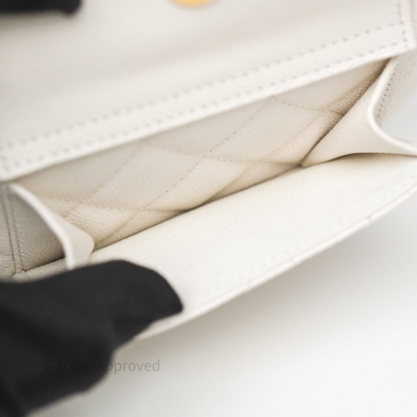 Chanel Quilted Polly Pocket Hobo Bag Caviar White Gold Hardware