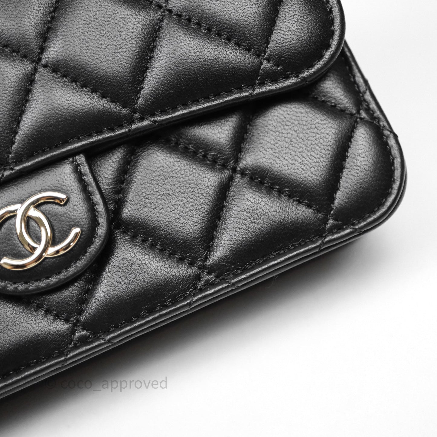 Chanel Top Handle Mini WOC Phone Holder Black Lambskin Gold Hardware