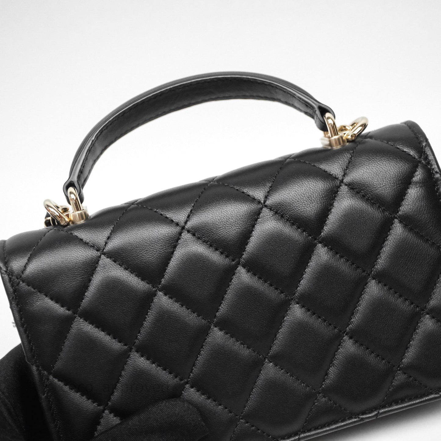 Chanel Top Handle Mini WOC Phone Holder Black Lambskin Gold Hardware