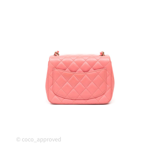 Chanel Mini Square Flap Quilted Pink Lambskin Gold Hardware