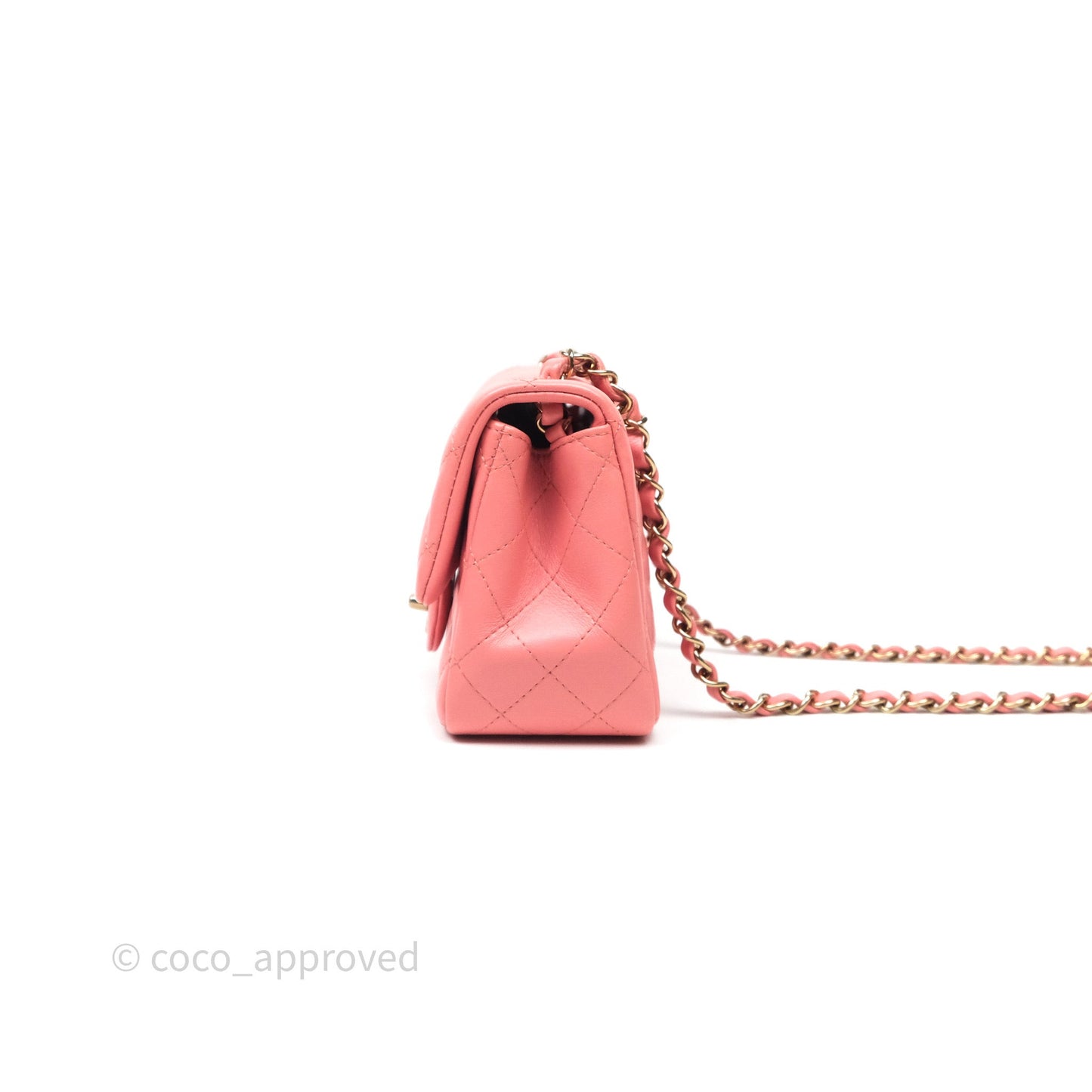 Chanel Mini Square Flap Quilted Pink Lambskin Gold Hardware