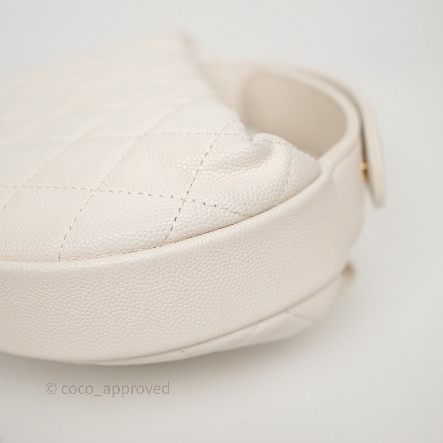 Chanel Quilted Polly Pocket Hobo Bag Caviar White Gold Hardware