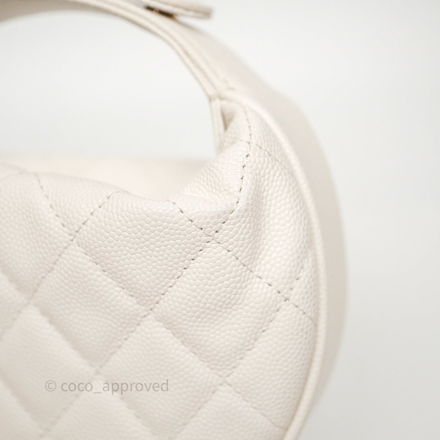 Chanel Quilted Polly Pocket Hobo Bag Caviar White Gold Hardware