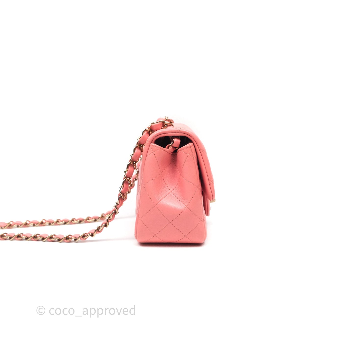 Chanel Mini Square Flap Quilted Pink Lambskin Gold Hardware