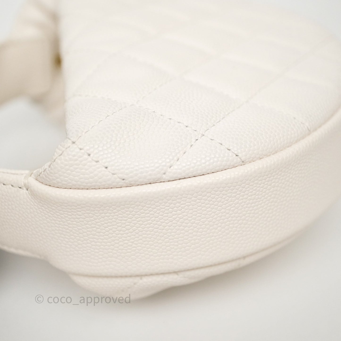 Chanel Quilted Polly Pocket Hobo Bag Caviar White Gold Hardware