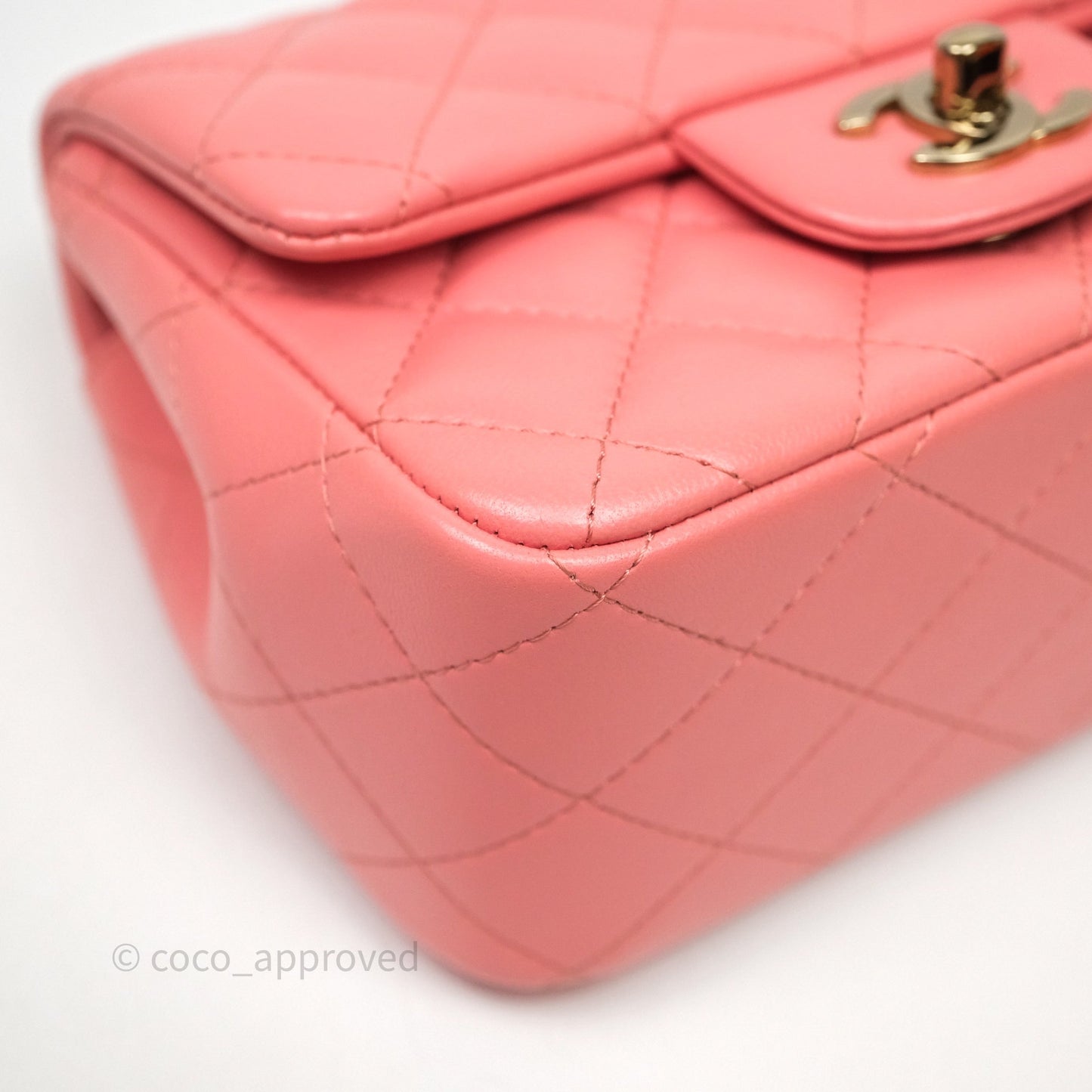 Chanel Mini Square Flap Quilted Pink Lambskin Gold Hardware