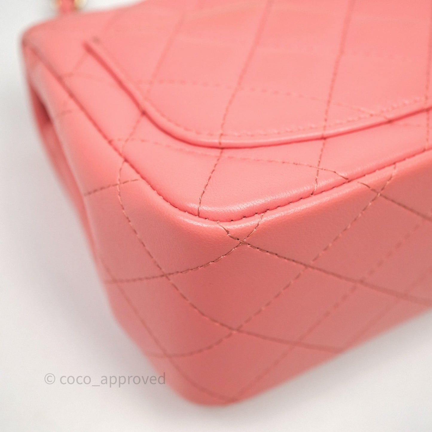 Chanel Mini Square Flap Quilted Pink Lambskin Gold Hardware