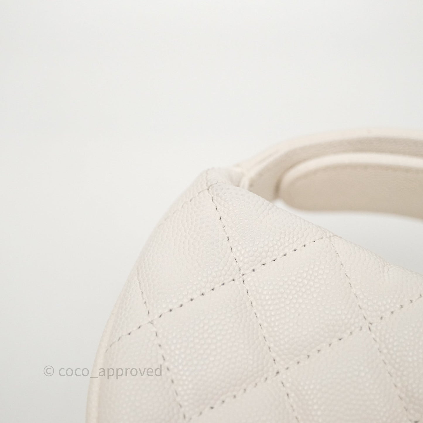 Chanel Quilted Polly Pocket Hobo Bag Caviar White Gold Hardware