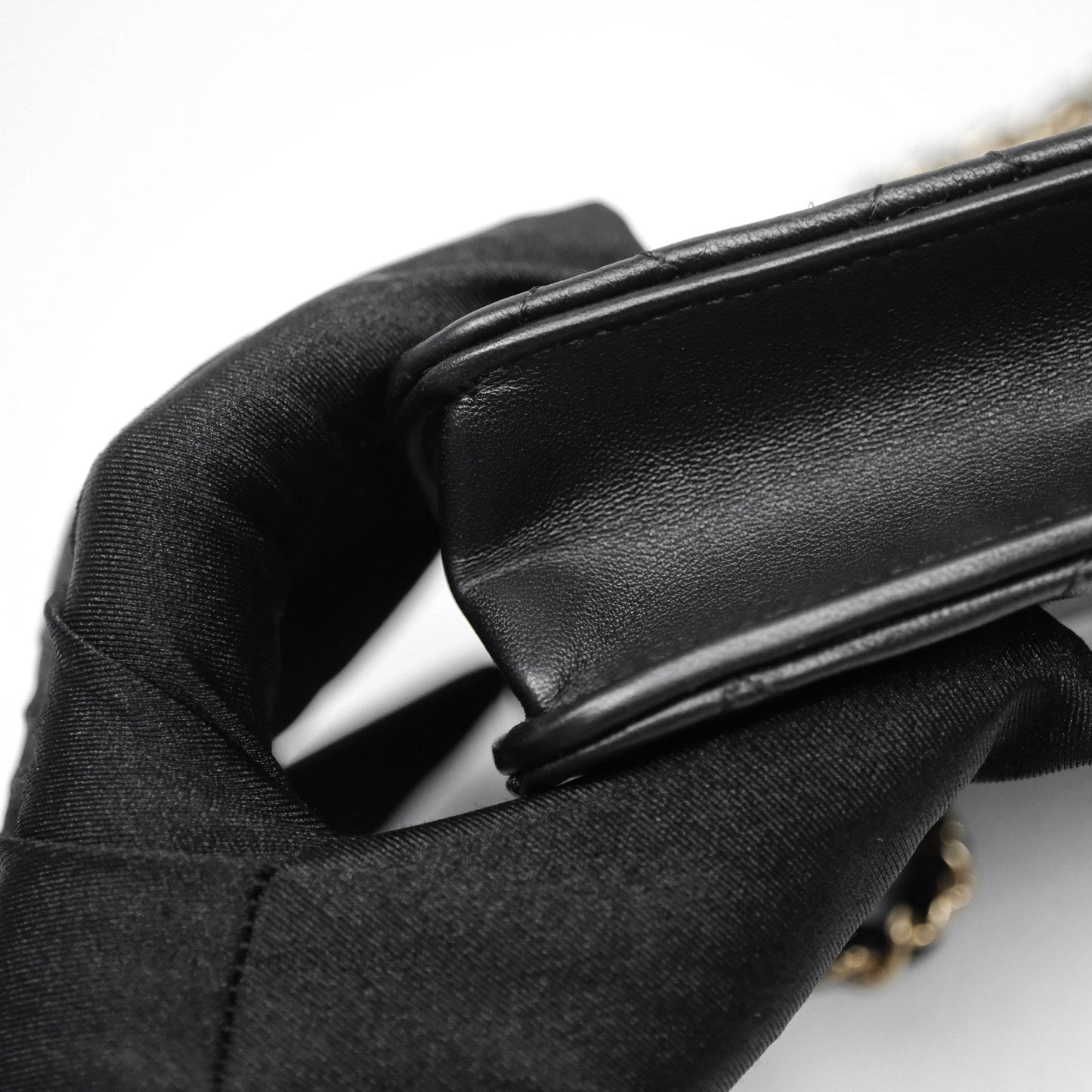 Chanel Top Handle Mini WOC Phone Holder Black Lambskin Gold Hardware