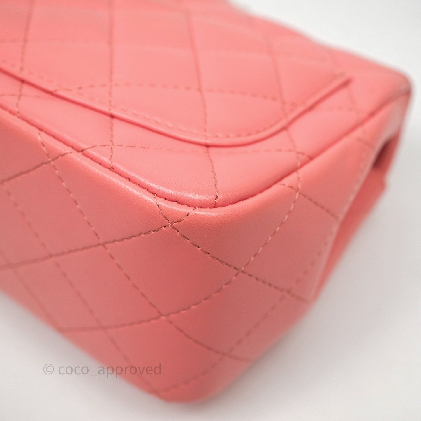 Chanel Mini Square Flap Quilted Pink Lambskin Gold Hardware