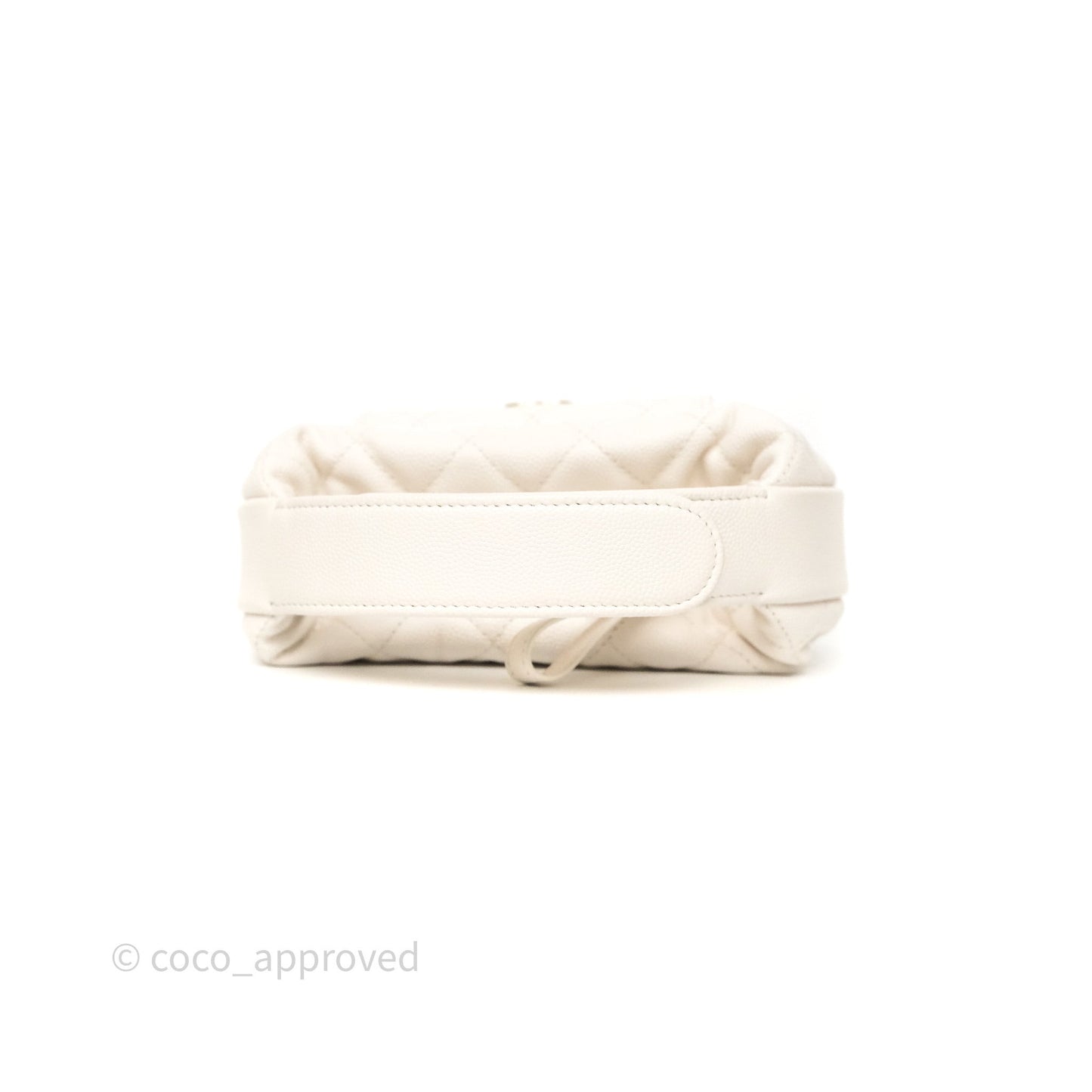 Chanel Quilted Polly Pocket Hobo Bag Caviar White Gold Hardware