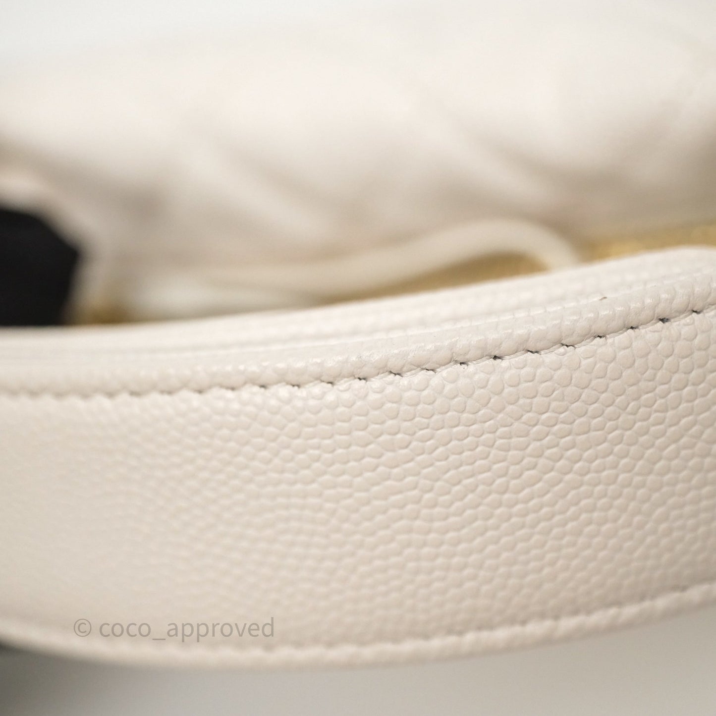 Chanel Quilted Polly Pocket Hobo Bag Caviar White Gold Hardware