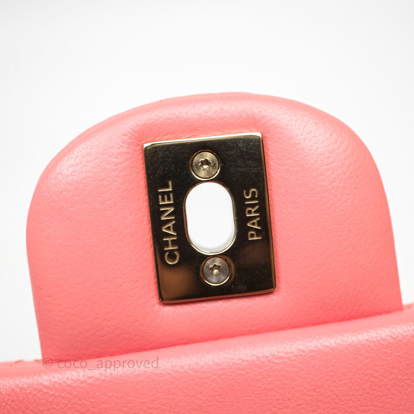 Chanel Mini Square Flap Quilted Pink Lambskin Gold Hardware