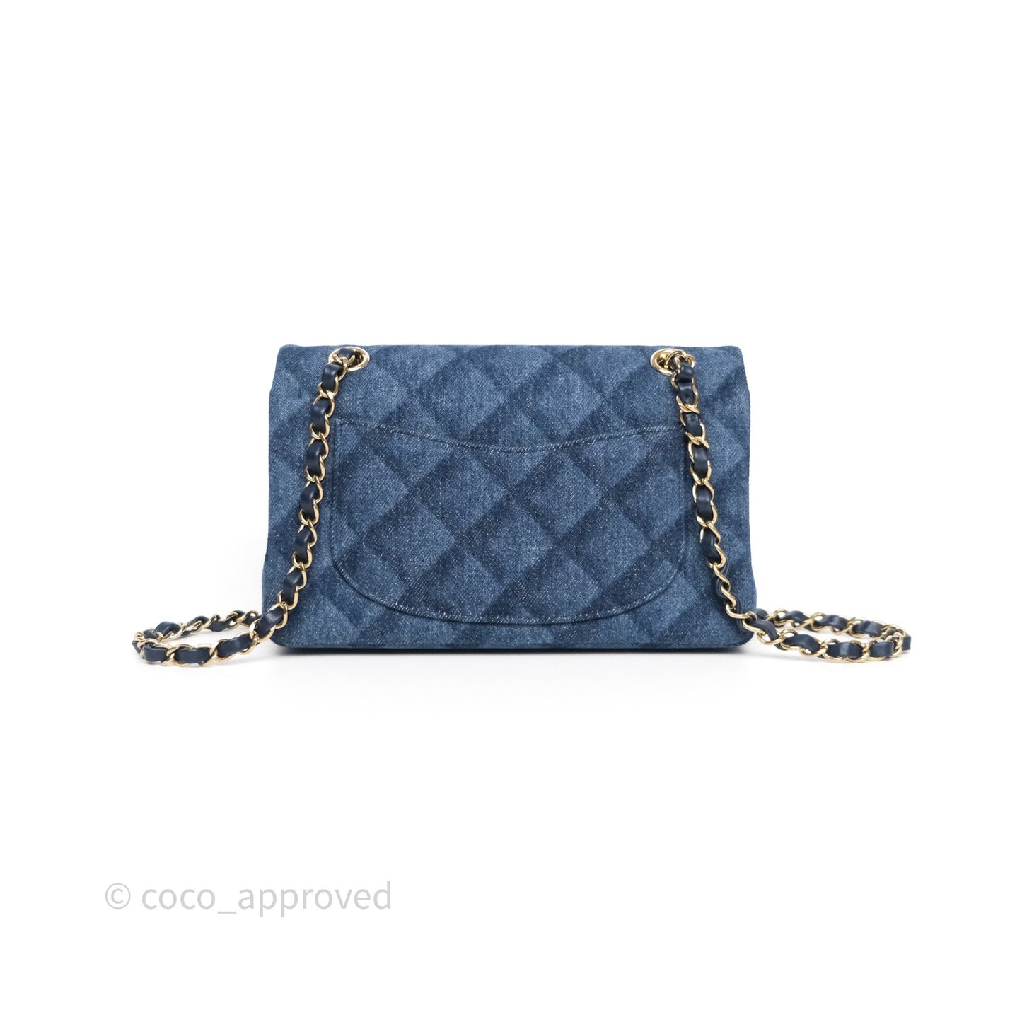 Chanel Small Classic Flap Quilted Blue Printed Denim Gold Hardware