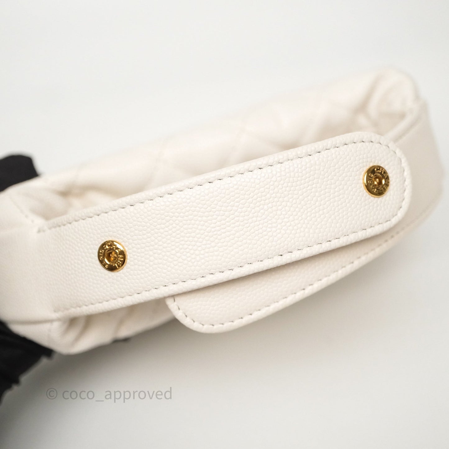 Chanel Quilted Polly Pocket Hobo Bag Caviar White Gold Hardware
