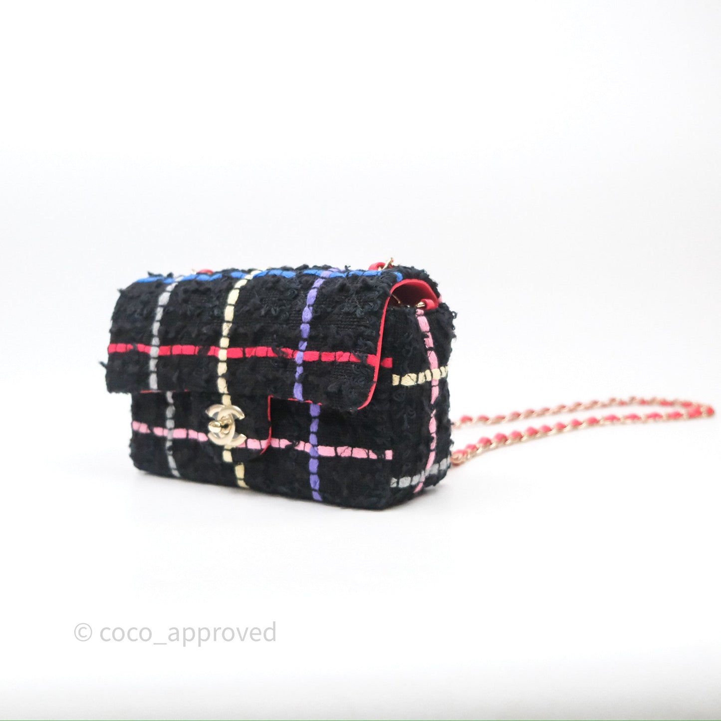 Chanel Mini Rectangular Flap Multicolor Tweed Gold Hardware