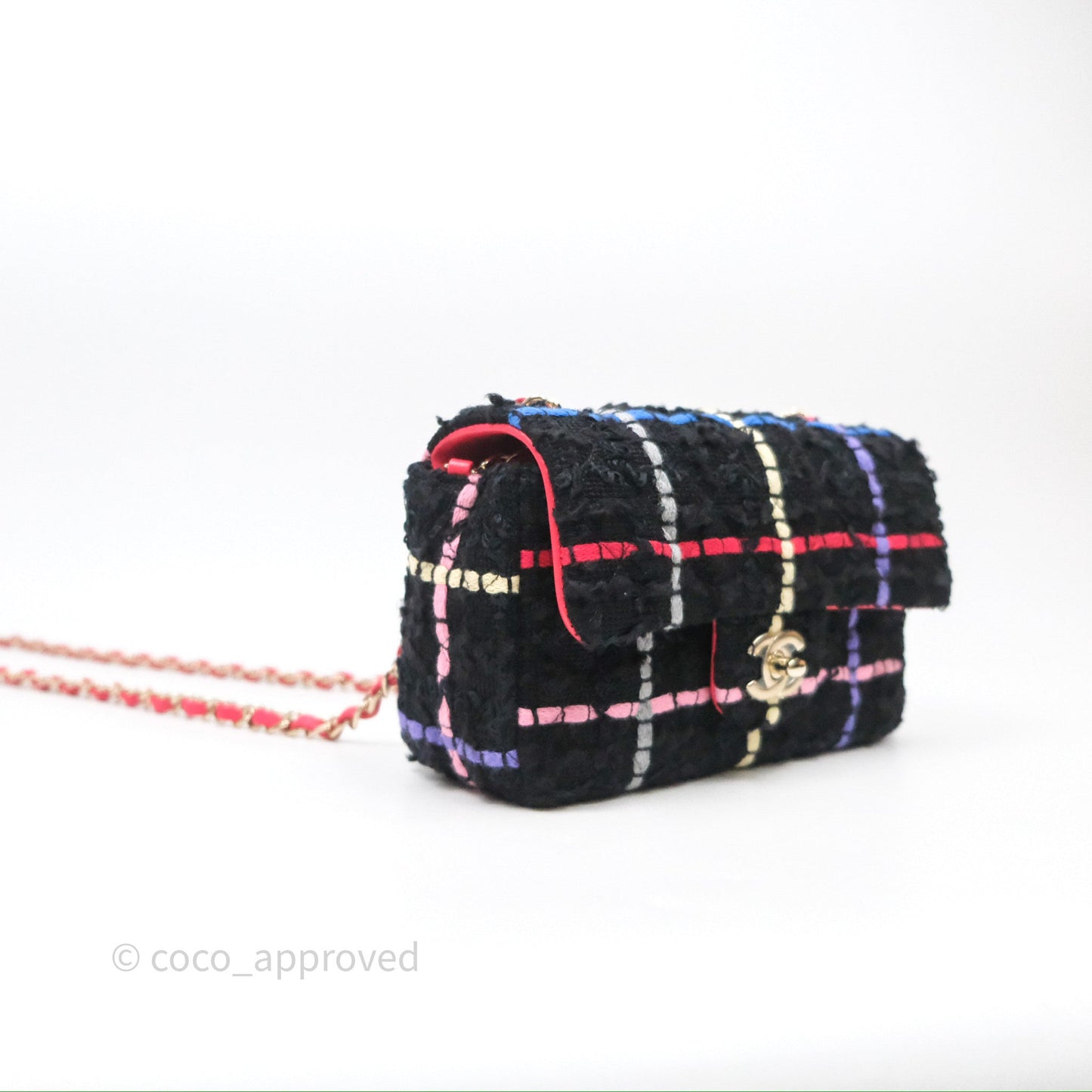 Chanel Mini Rectangular Flap Multicolor Tweed Gold Hardware