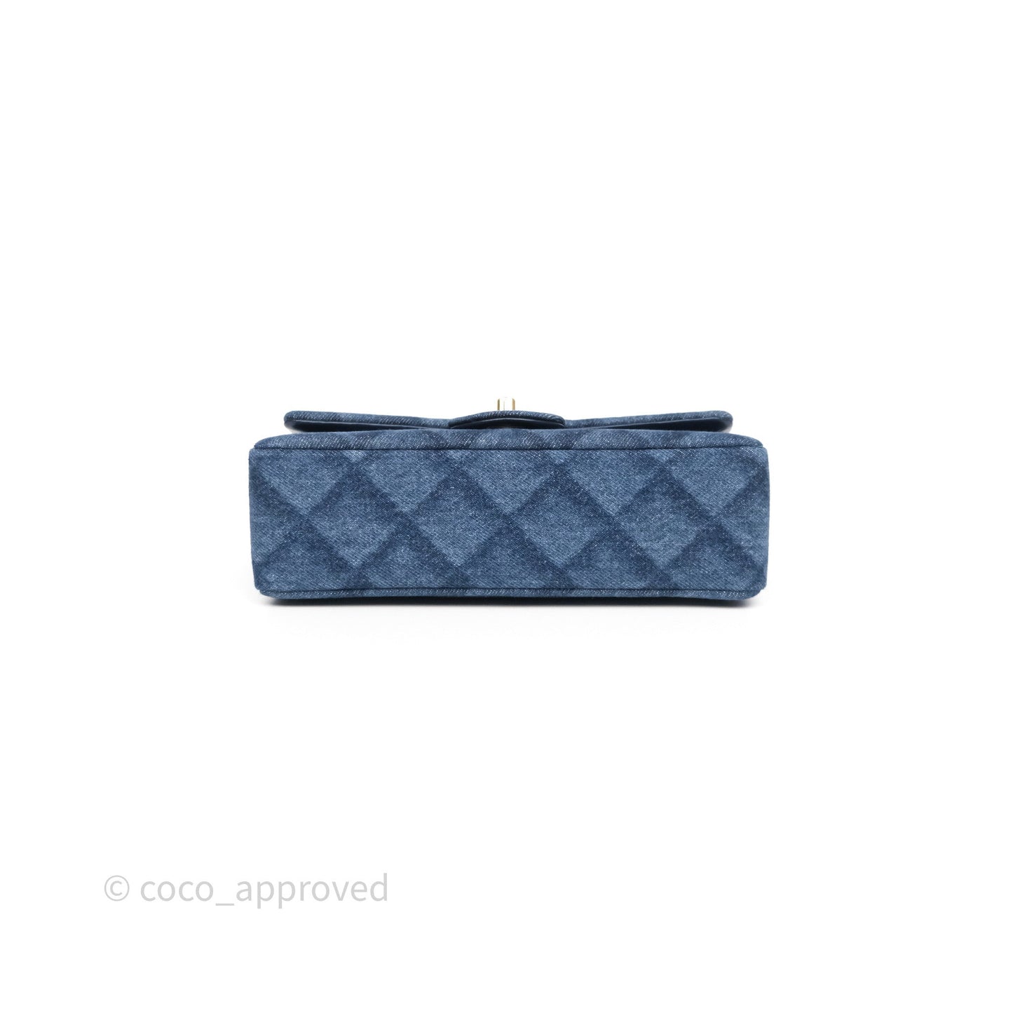 Chanel Small Classic Flap Quilted Blue Printed Denim Gold Hardware