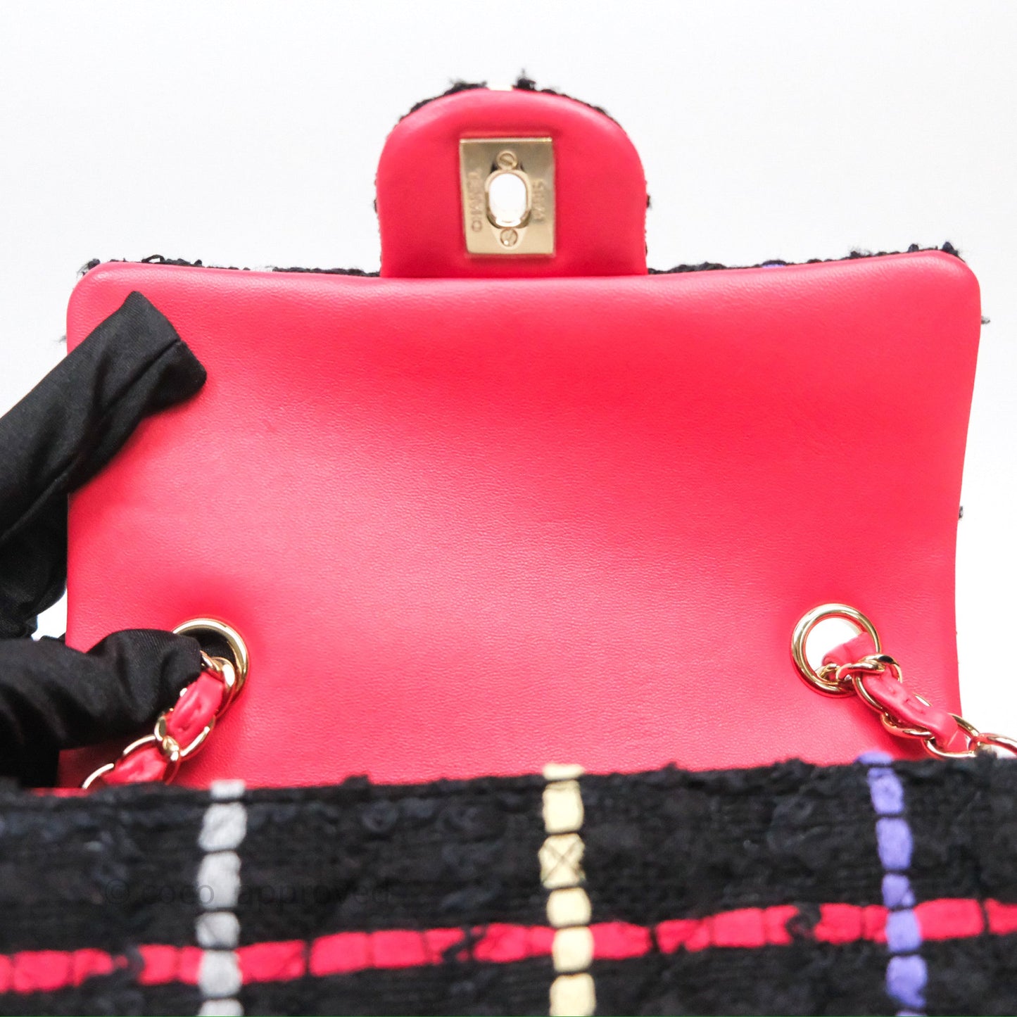 Chanel Mini Rectangular Flap Multicolor Tweed Gold Hardware