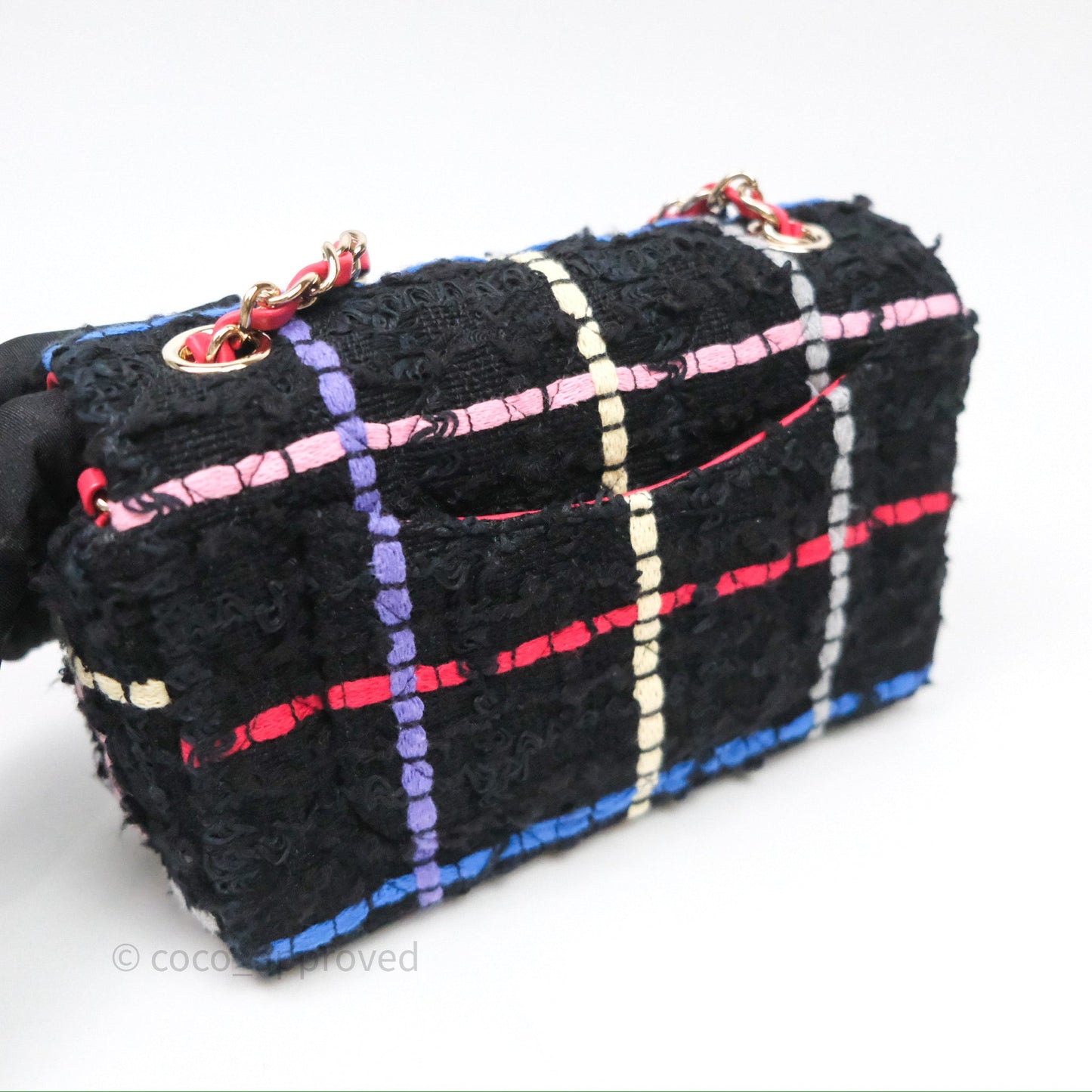 Chanel Mini Rectangular Flap Multicolor Tweed Gold Hardware