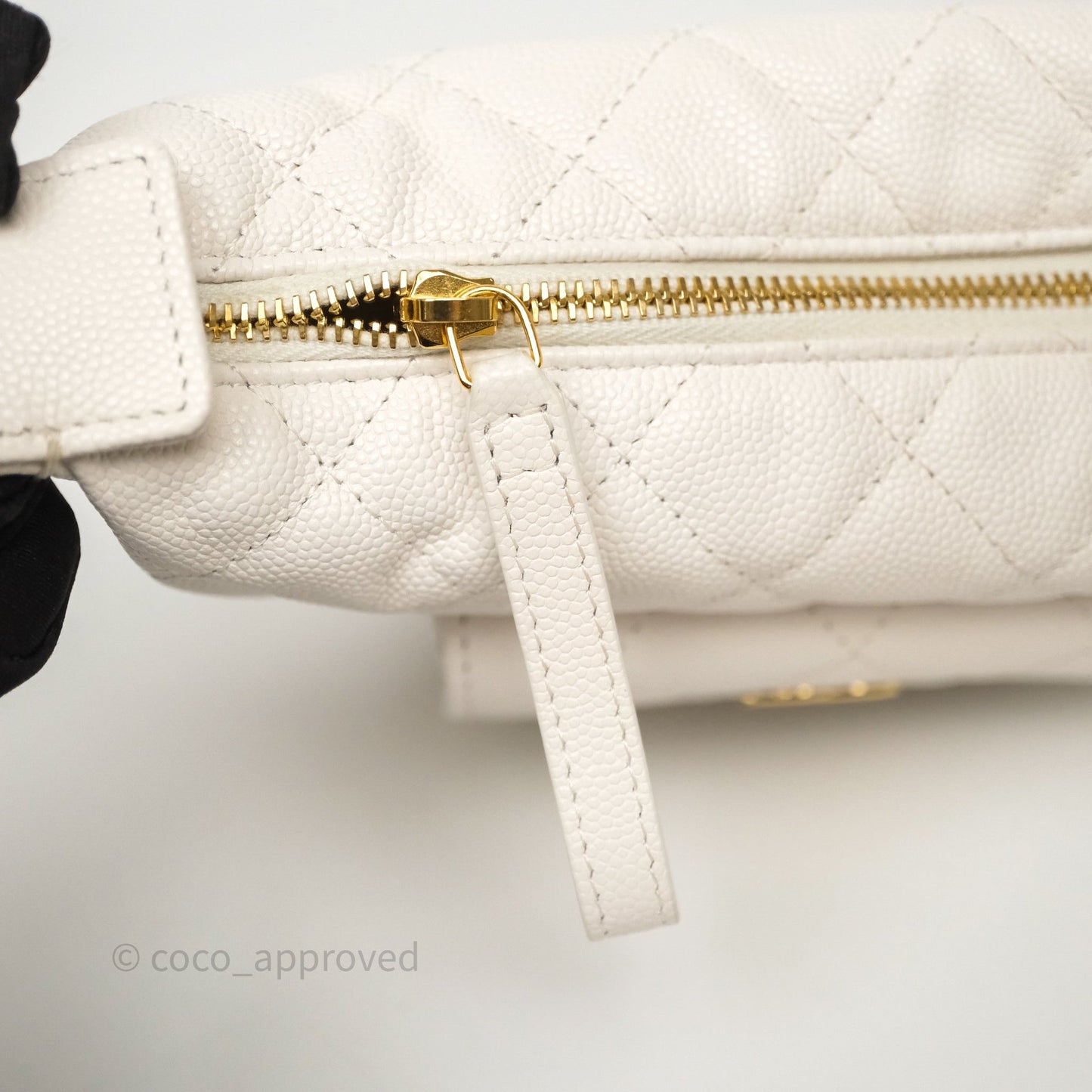 Chanel Quilted Polly Pocket Hobo Bag Caviar White Gold Hardware