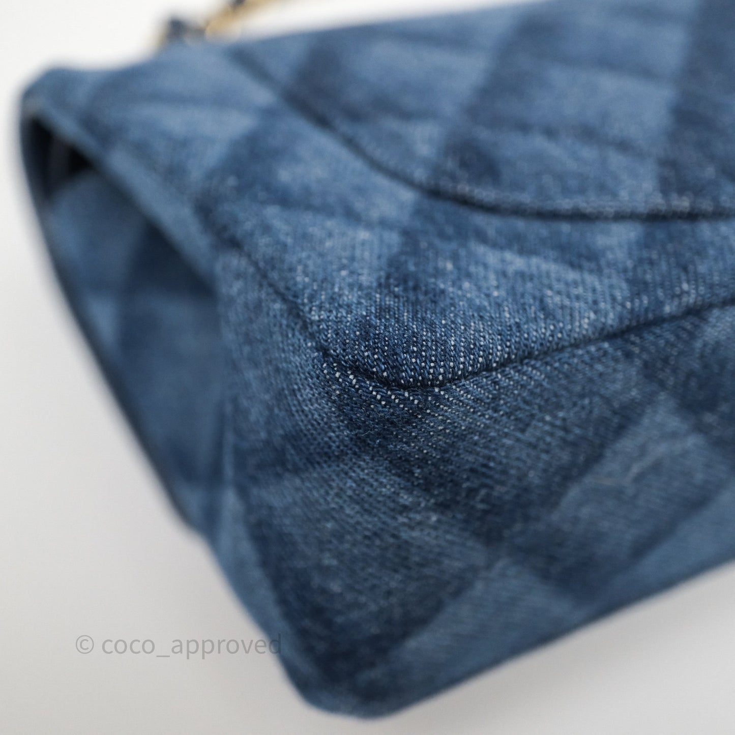 Chanel Small Classic Flap Quilted Blue Printed Denim Gold Hardware