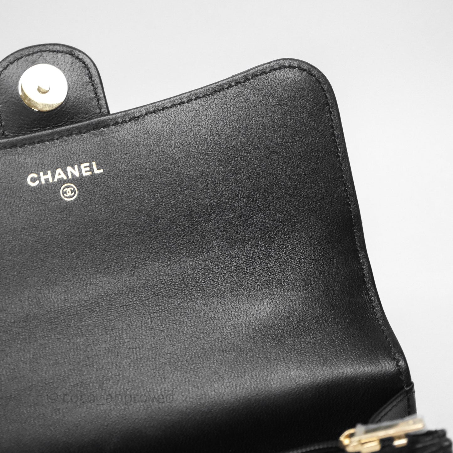 Chanel Top Handle Mini WOC Phone Holder Black Lambskin Gold Hardware