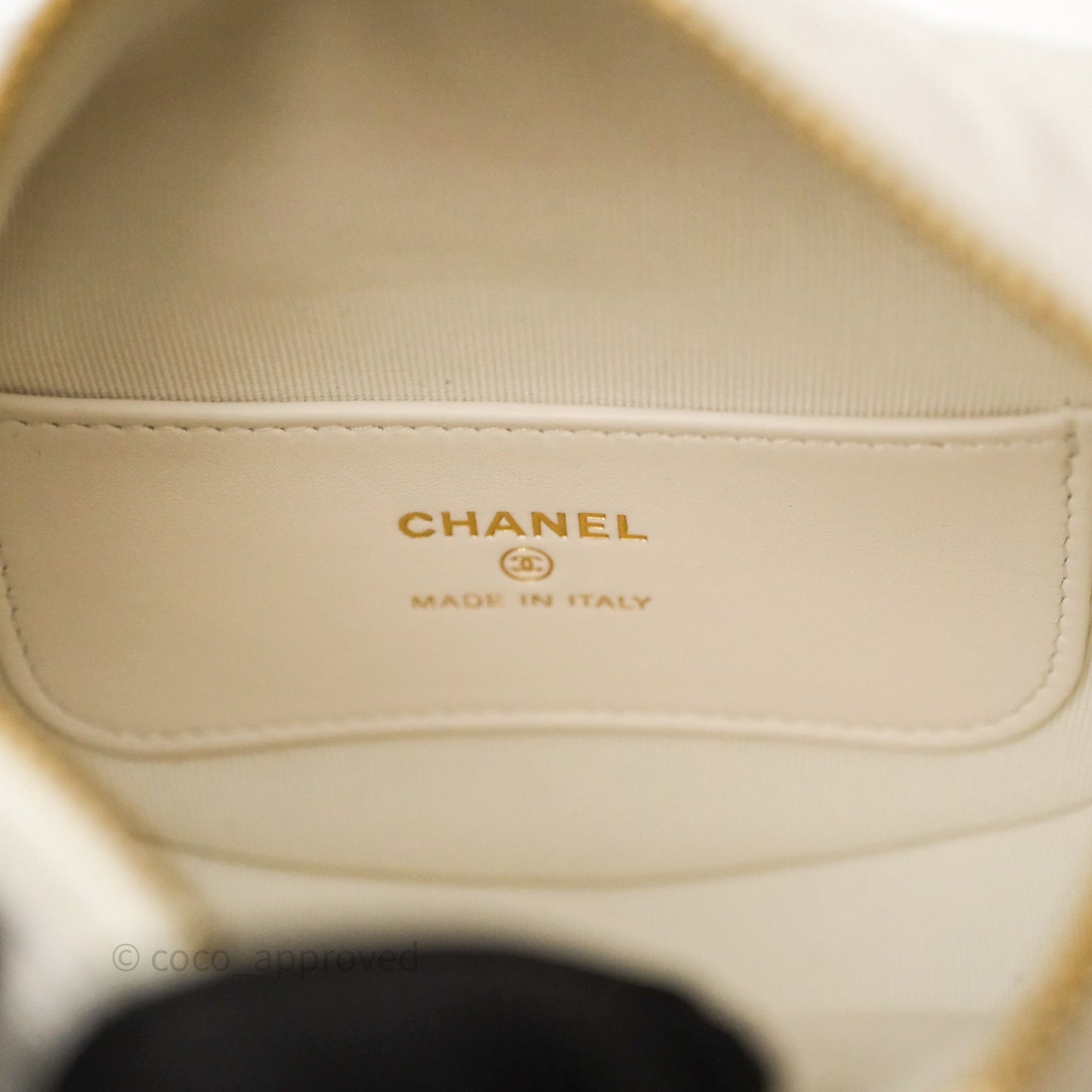 Chanel Quilted Polly Pocket Hobo Bag Caviar White Gold Hardware