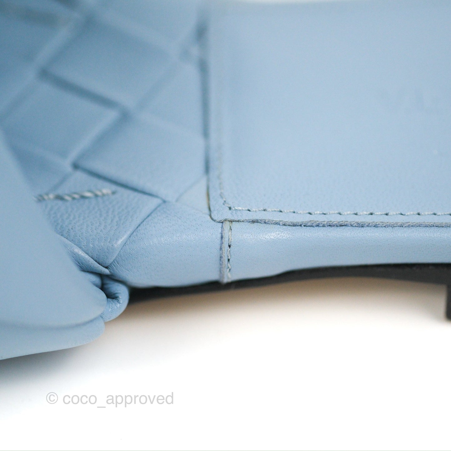 Bottega Veneta Lido Flat Sandals Intrecciato Pale Blue Lambskin Size 36.5