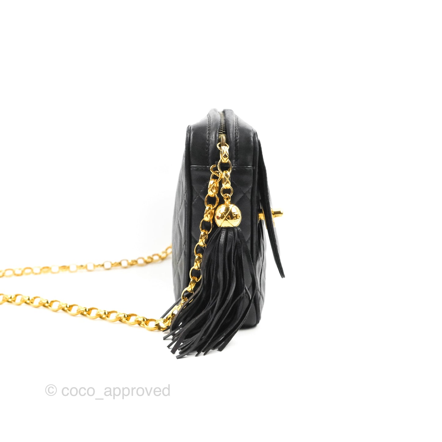Chanel Vintage Camera Bag Black Lambskin 24K Gold Hardware