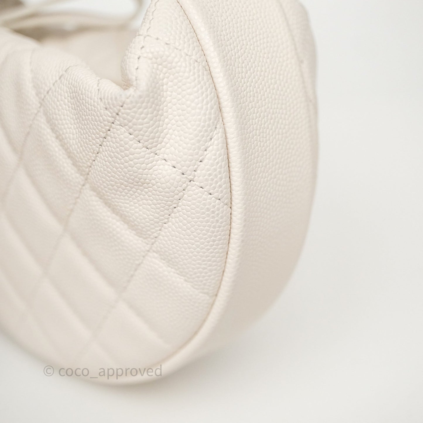 Chanel Quilted Polly Pocket Hobo Bag Caviar White Gold Hardware