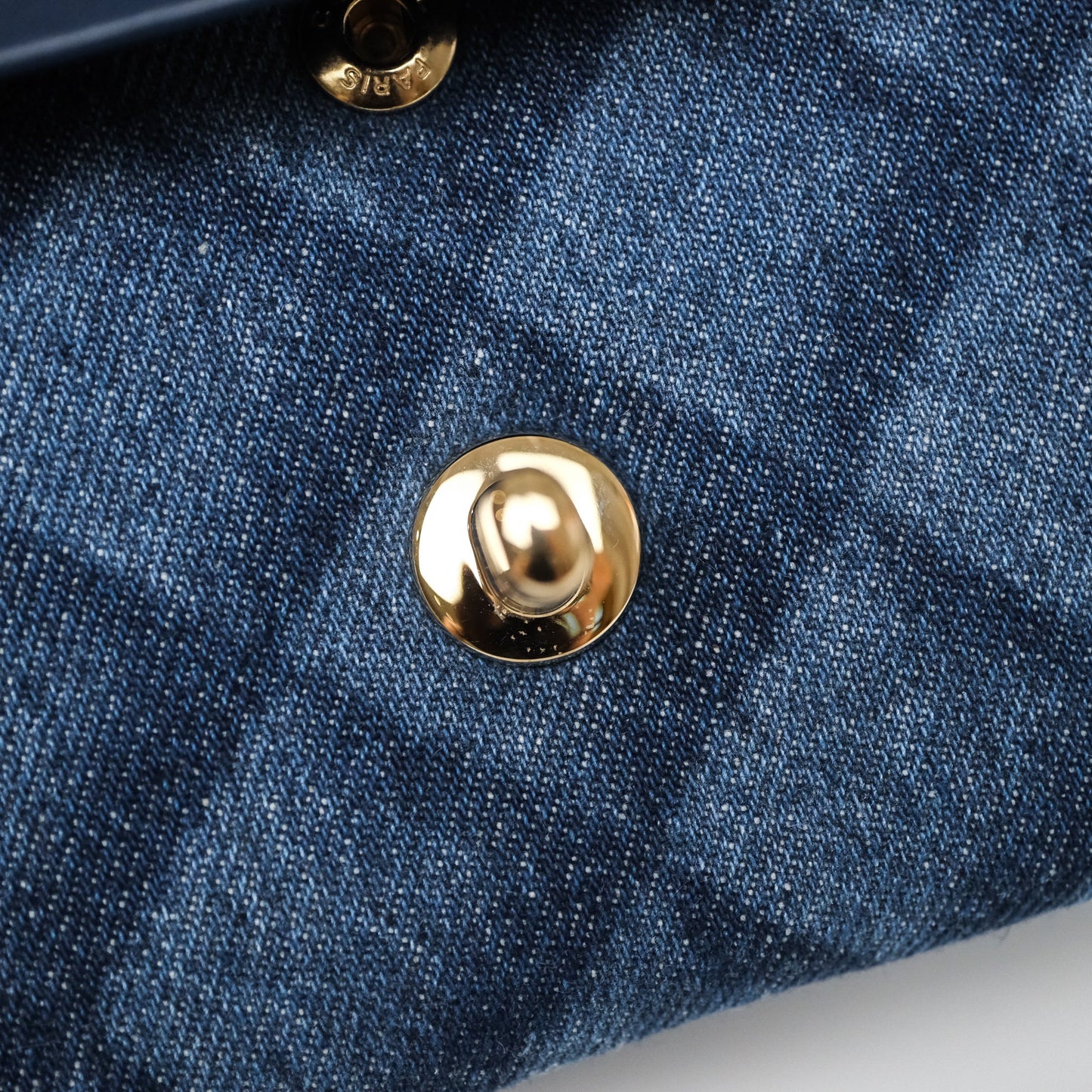 Chanel Small Classic Flap Quilted Blue Printed Denim Gold Hardware