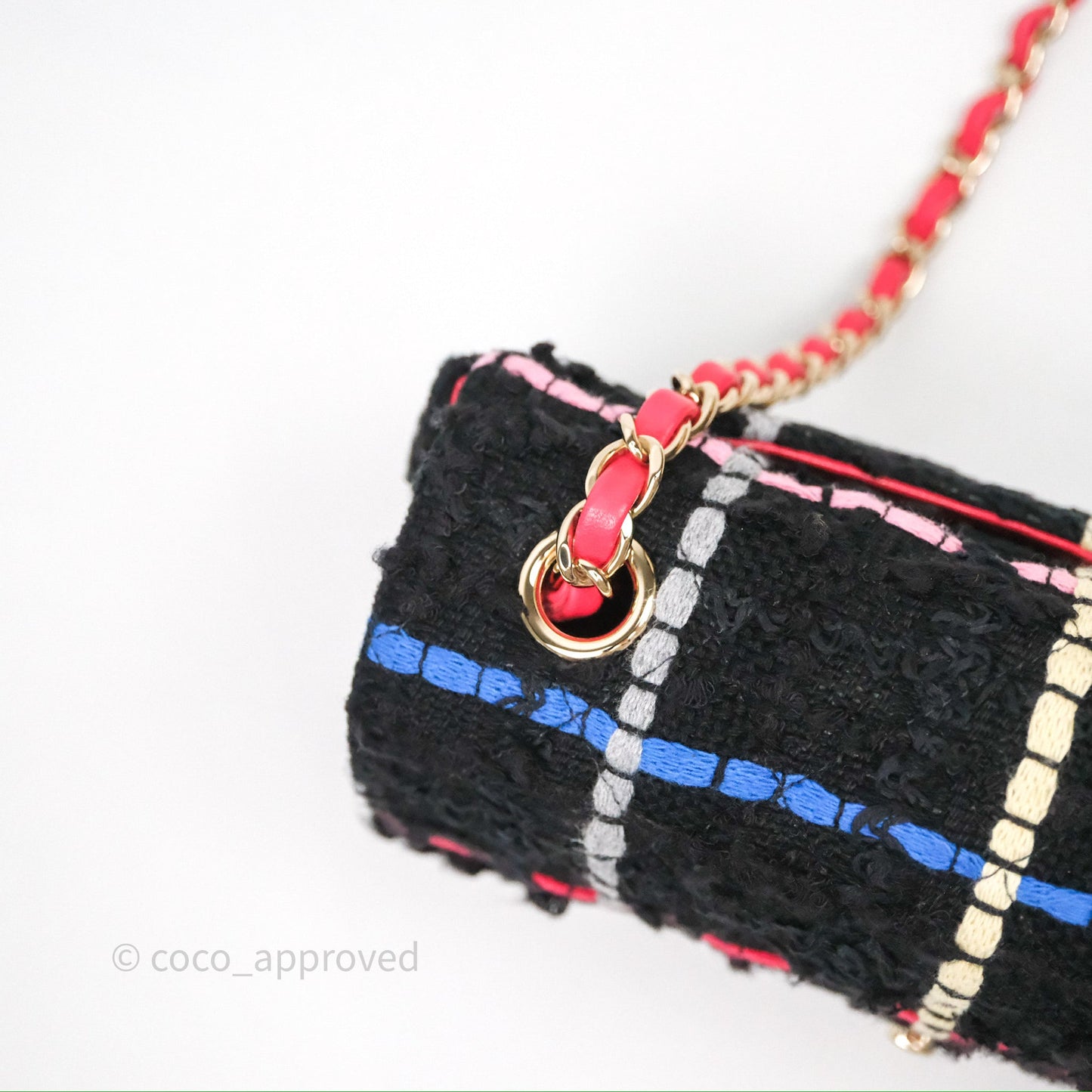 Chanel Mini Rectangular Flap Multicolor Tweed Gold Hardware