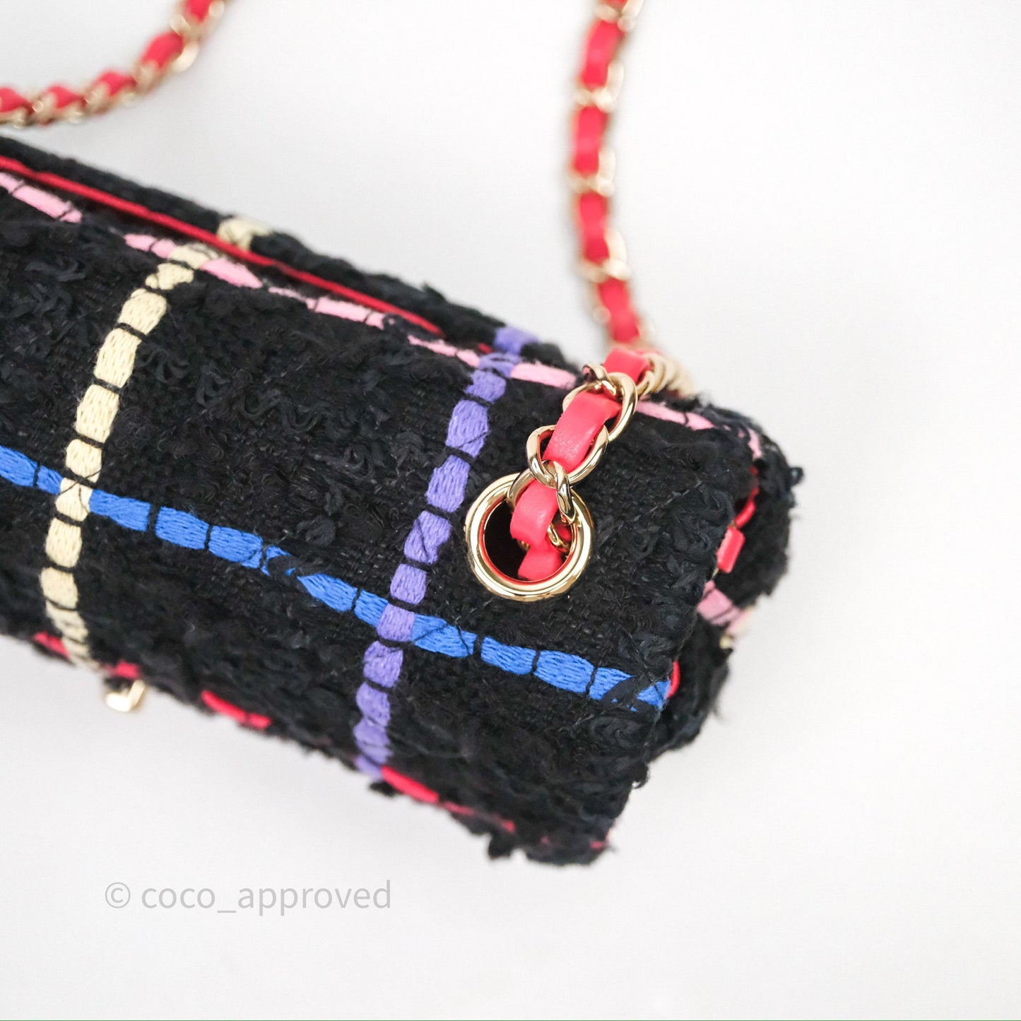Chanel Mini Rectangular Flap Multicolor Tweed Gold Hardware