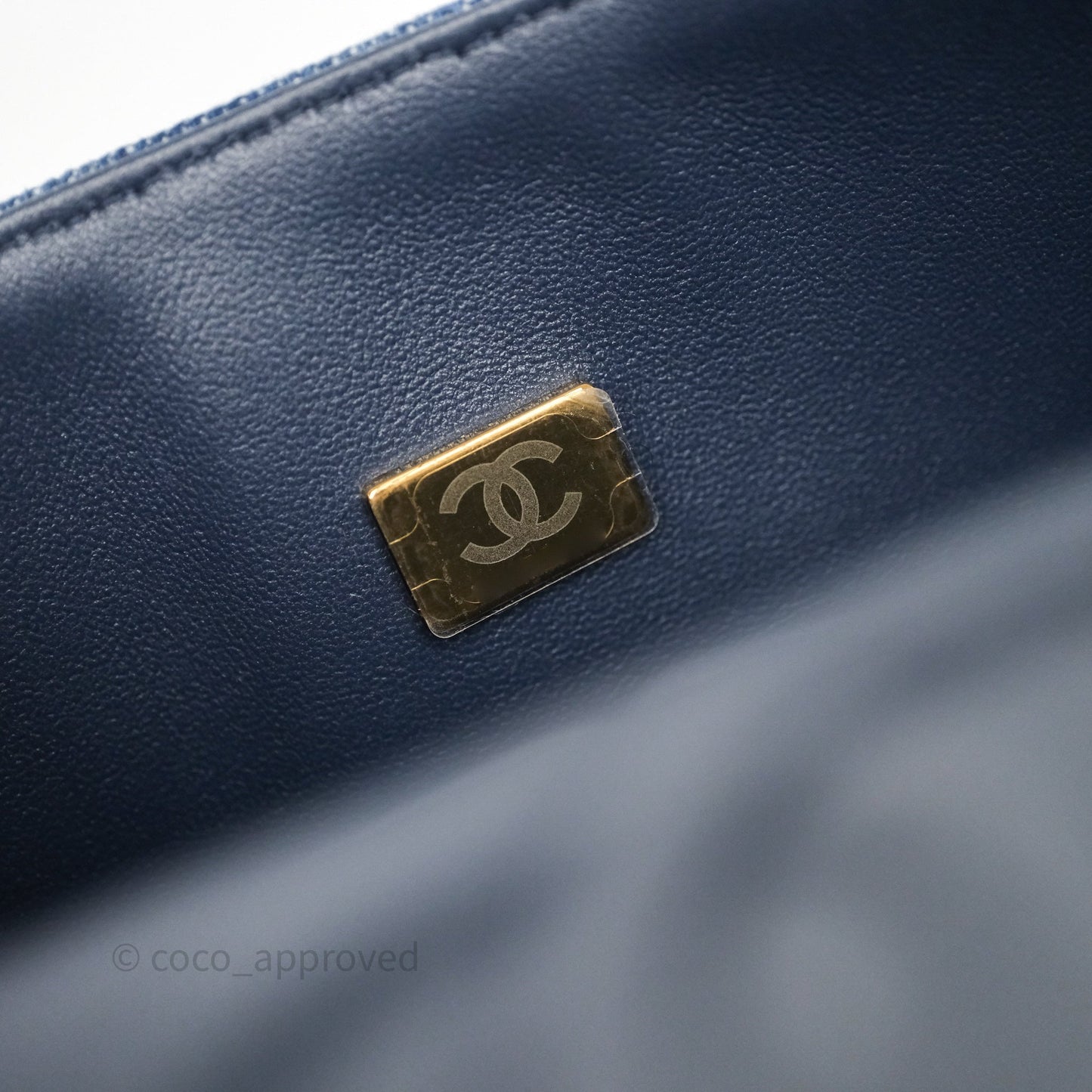Chanel Small Classic Flap Quilted Blue Printed Denim Gold Hardware
