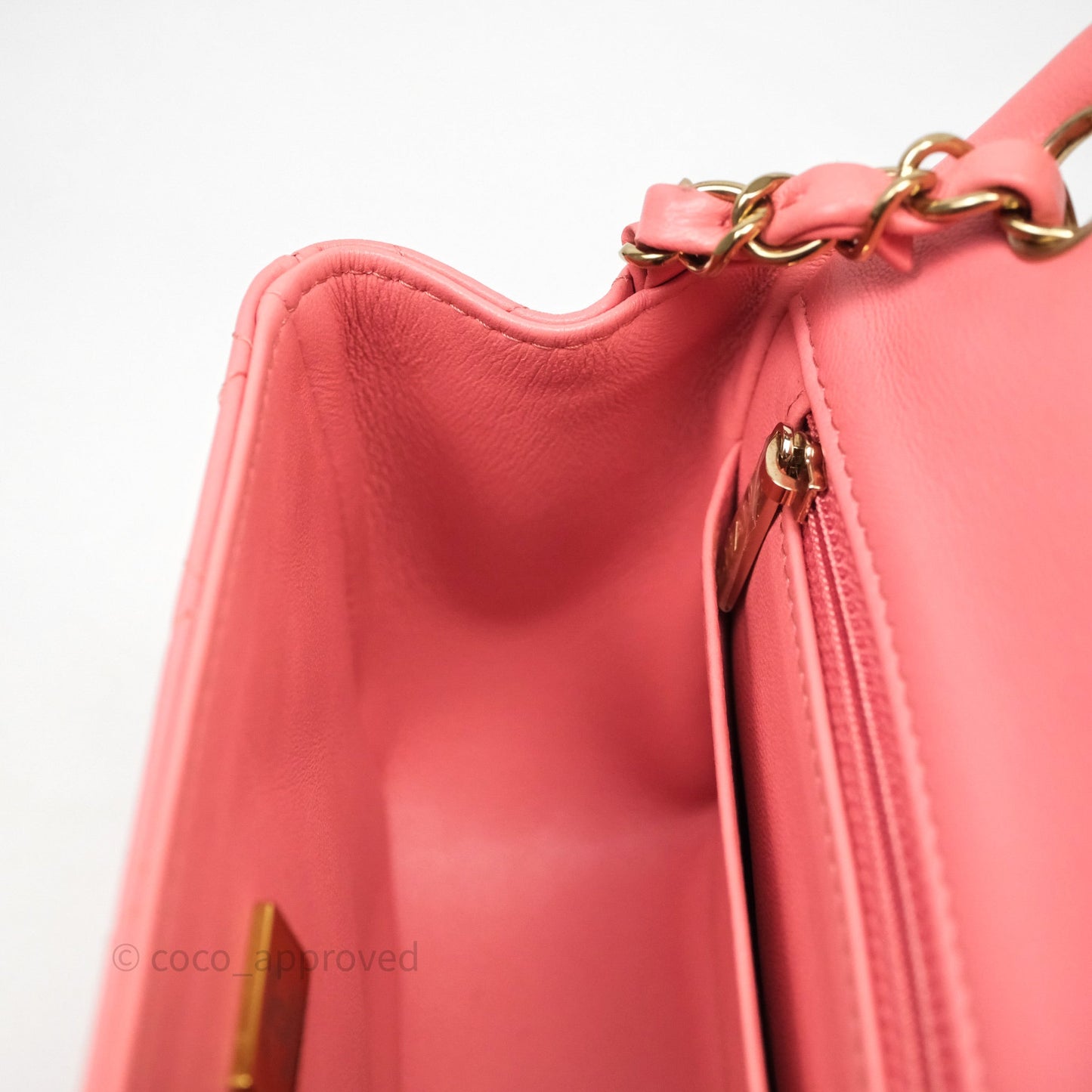 Chanel Mini Square Flap Quilted Pink Lambskin Gold Hardware