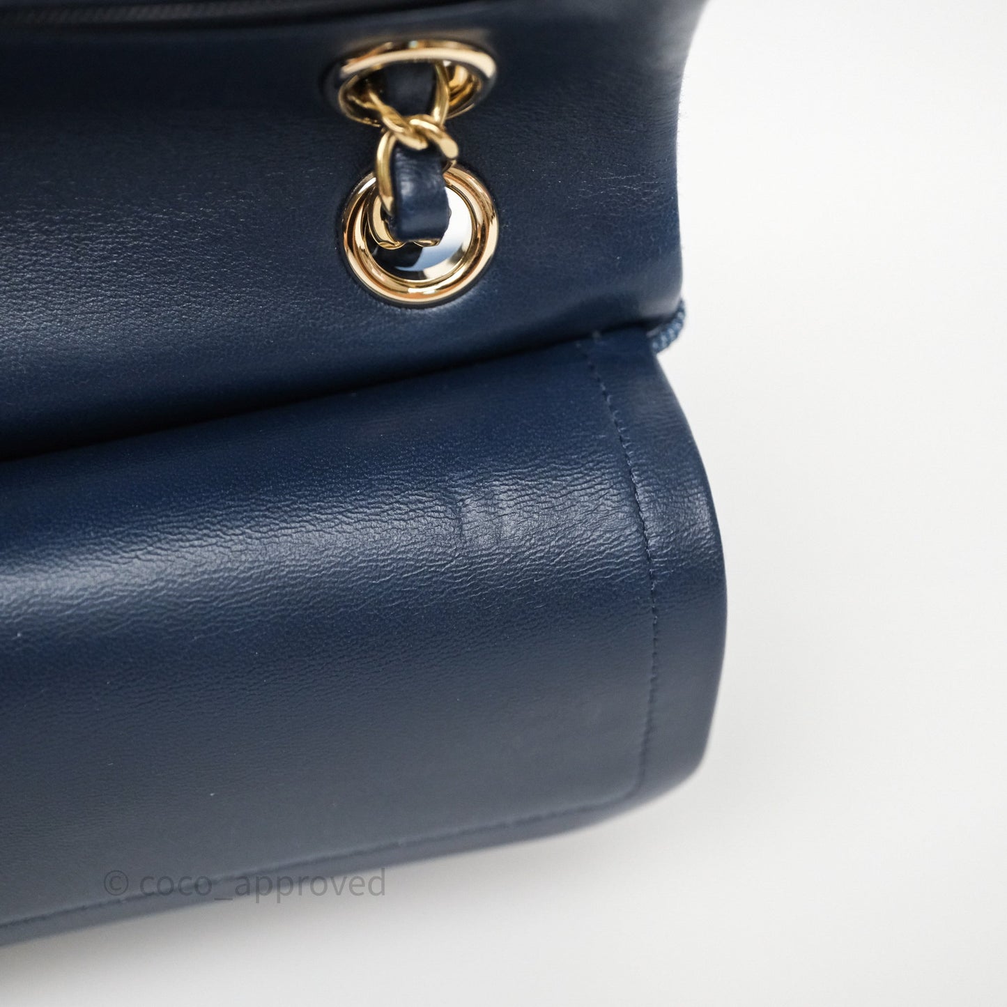 Chanel Small Classic Flap Quilted Blue Printed Denim Gold Hardware