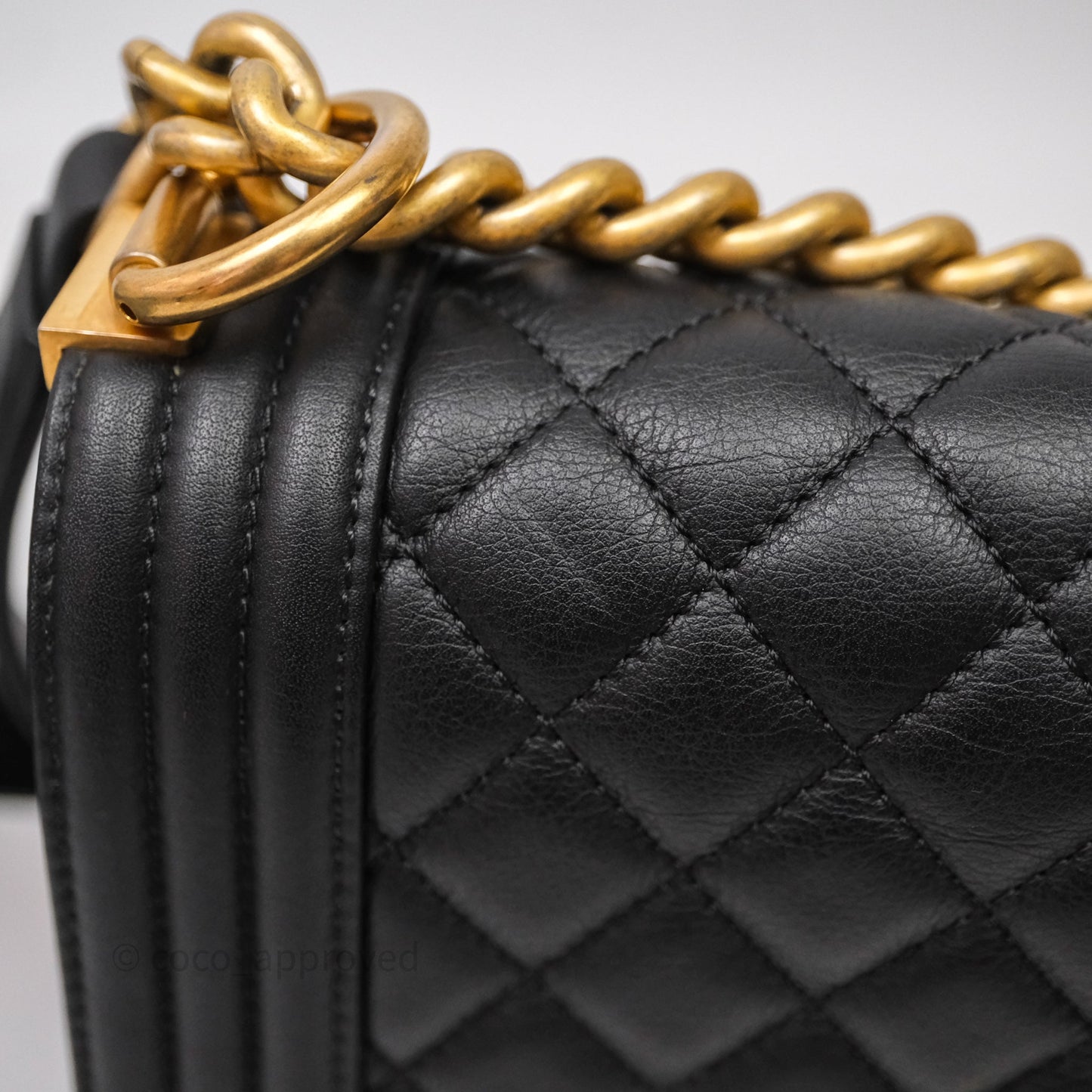 Chanel Medium Boy Quilted Black Calfskin Aged Gold Hardware
