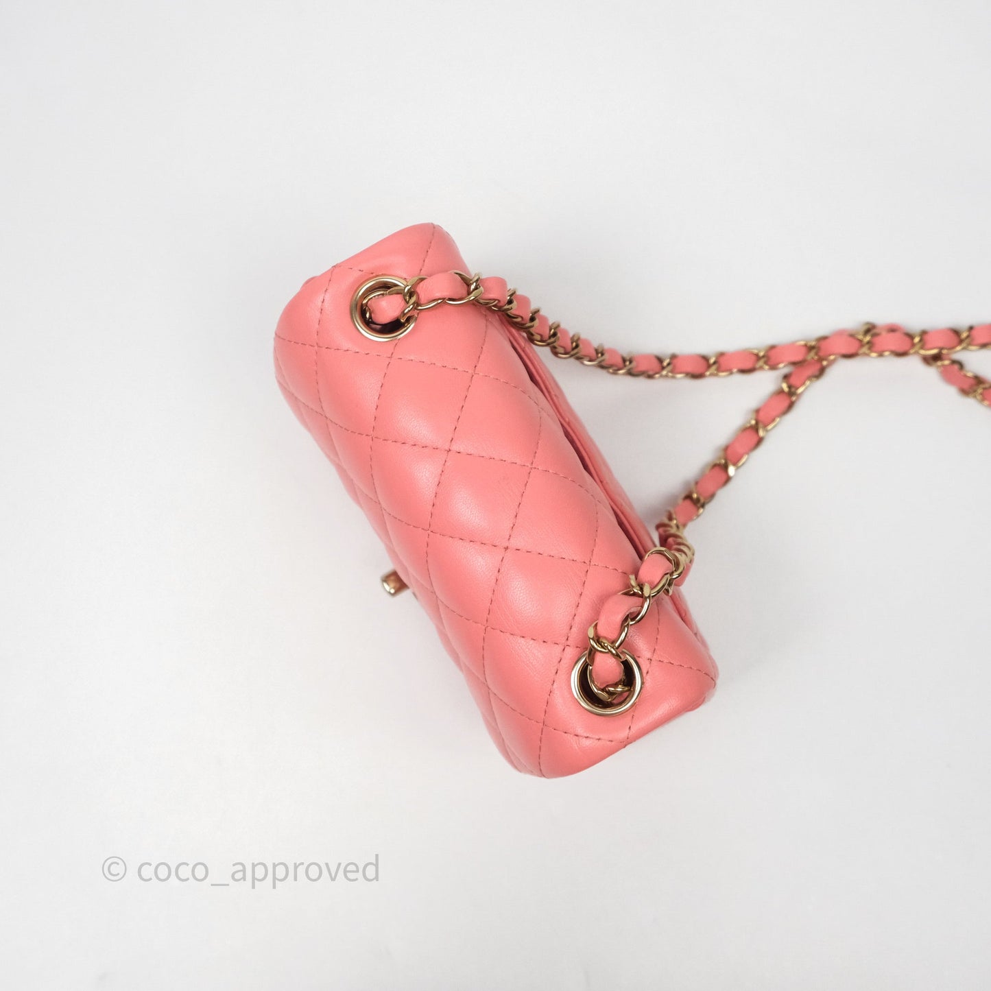 Chanel Mini Square Flap Quilted Pink Lambskin Gold Hardware