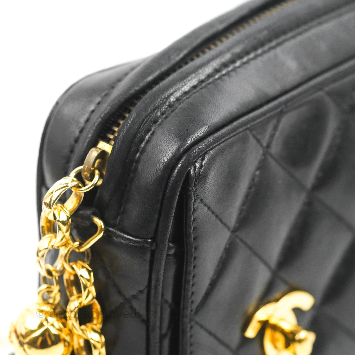 Chanel Vintage Camera Bag Black Lambskin 24K Gold Hardware