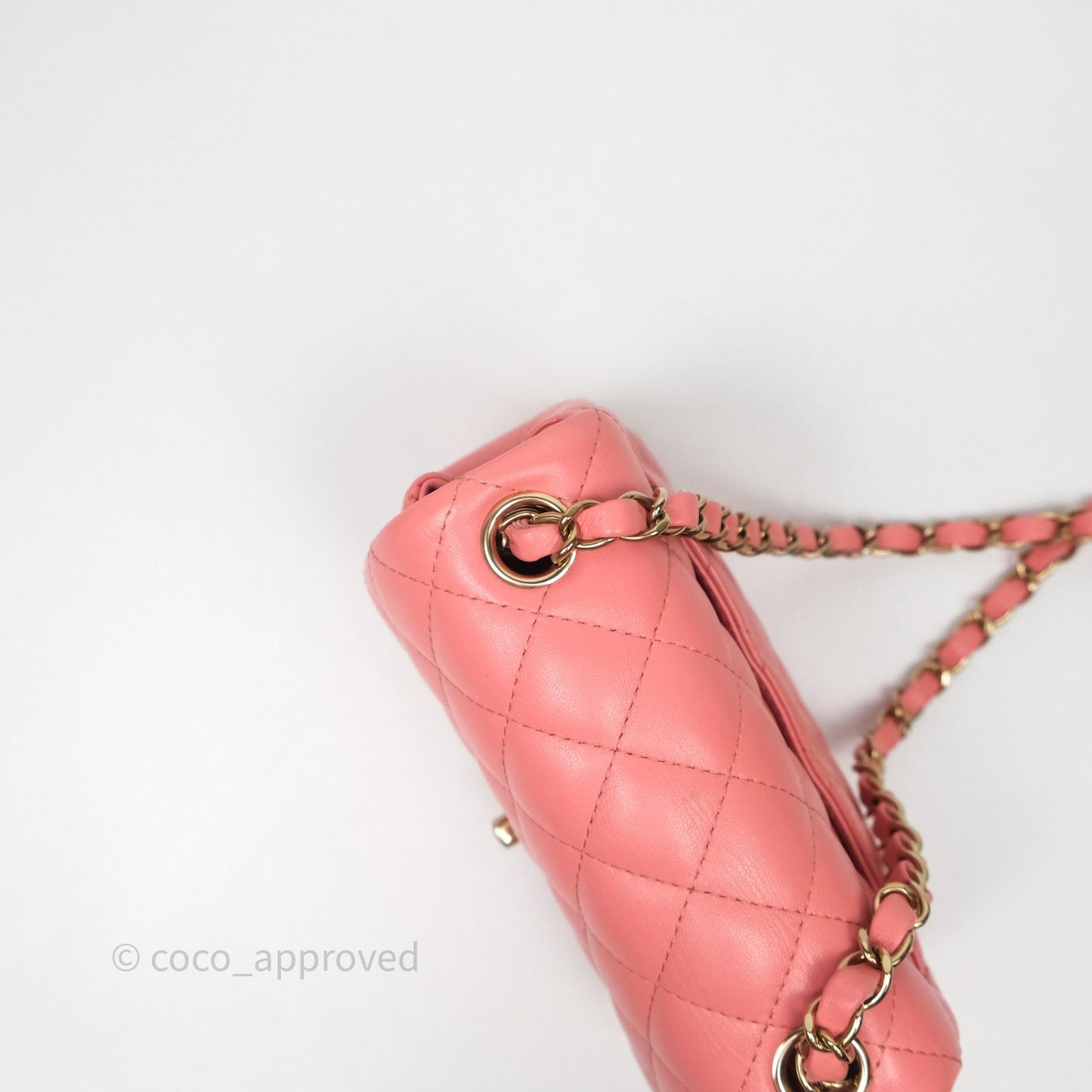 Chanel Mini Square Flap Quilted Pink Lambskin Gold Hardware