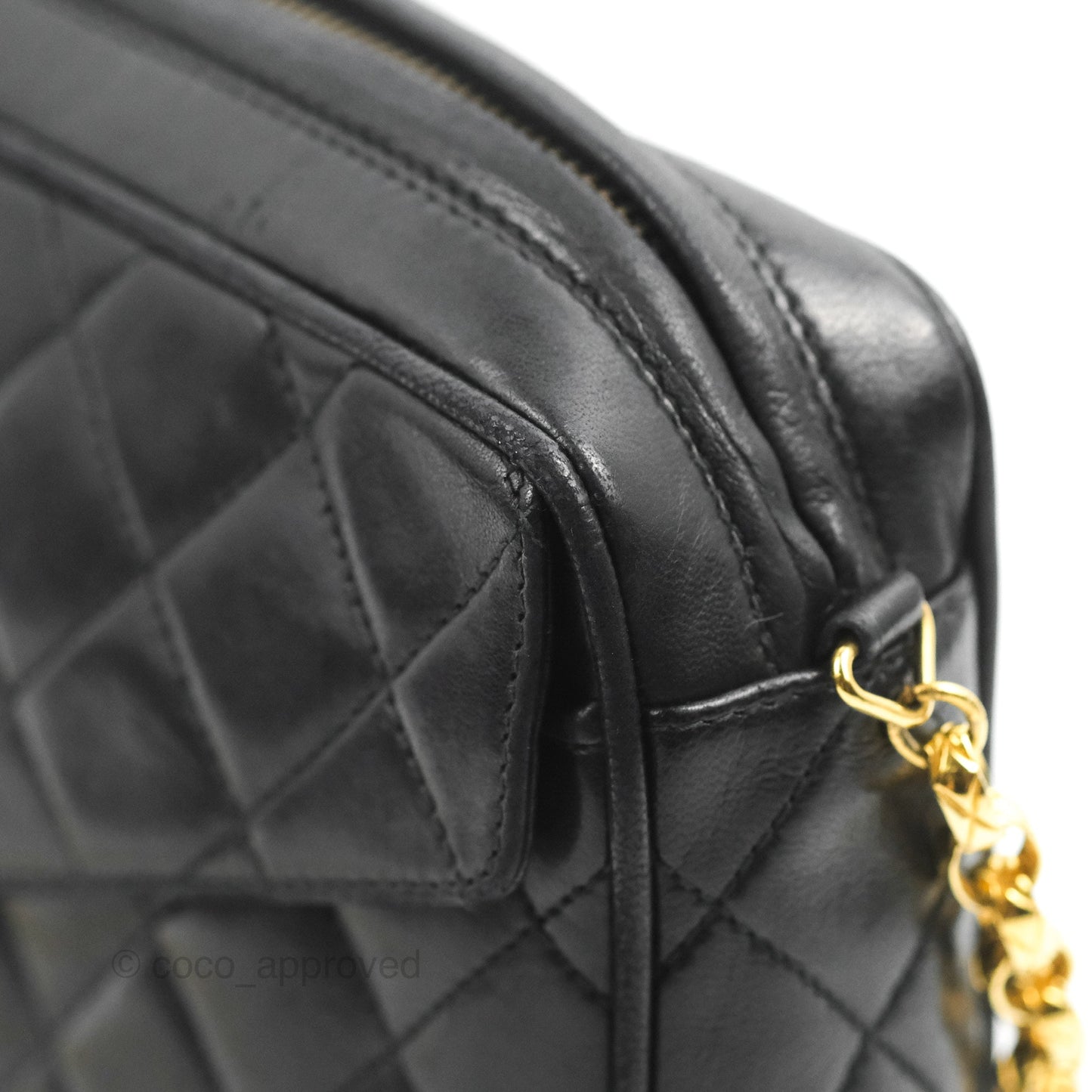Chanel Vintage Camera Bag Black Lambskin 24K Gold Hardware