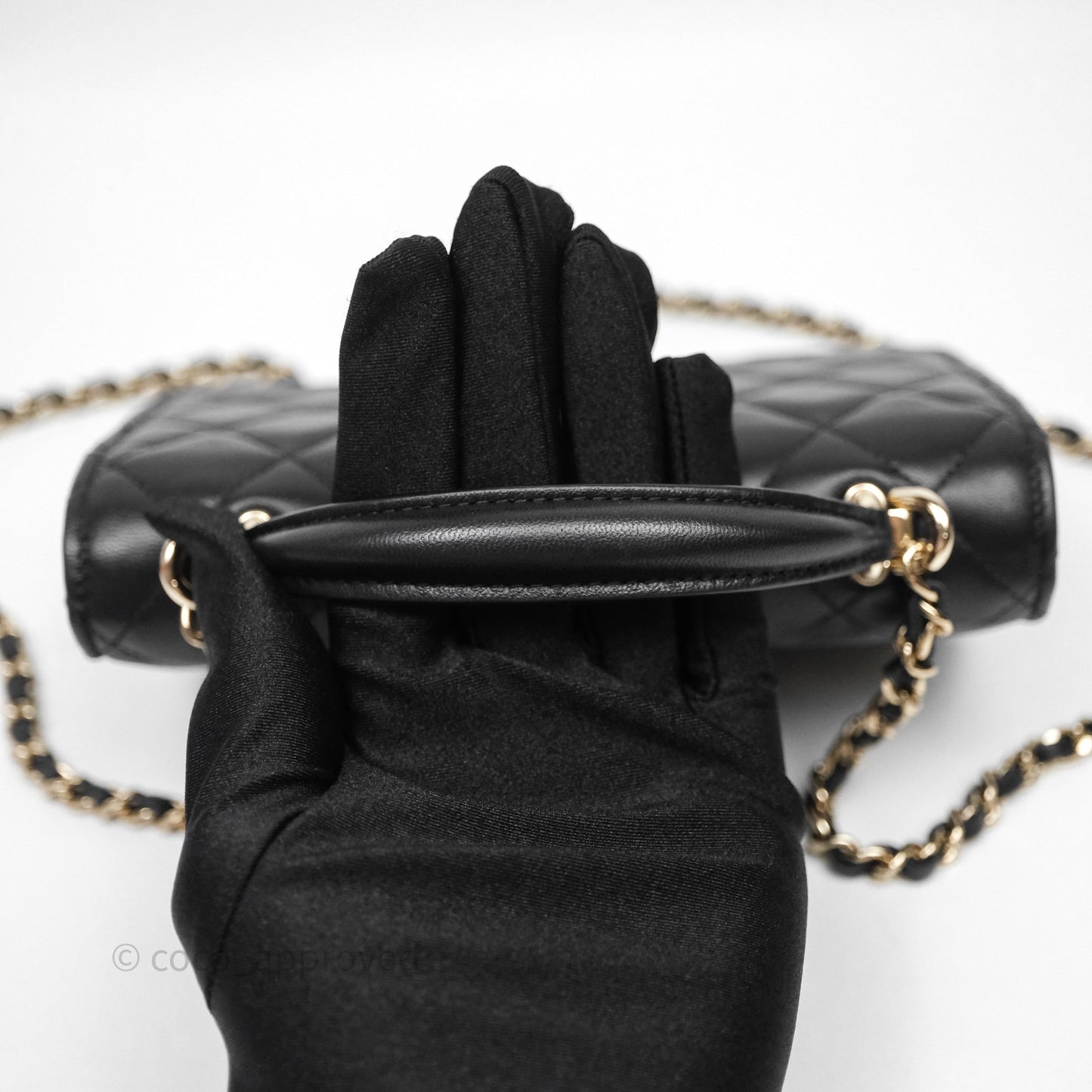 Chanel Top Handle Mini WOC Phone Holder Black Lambskin Gold Hardware
