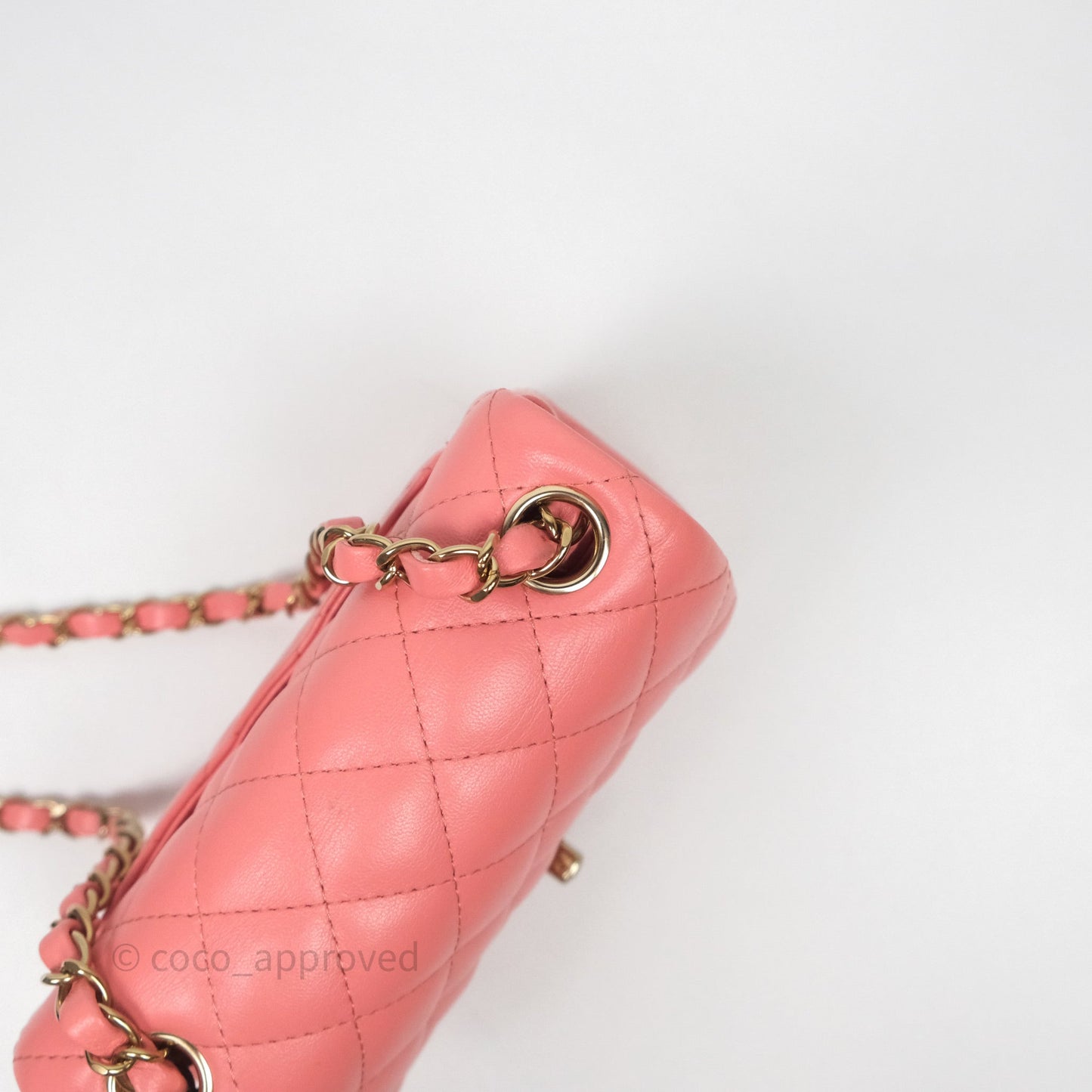 Chanel Mini Square Flap Quilted Pink Lambskin Gold Hardware