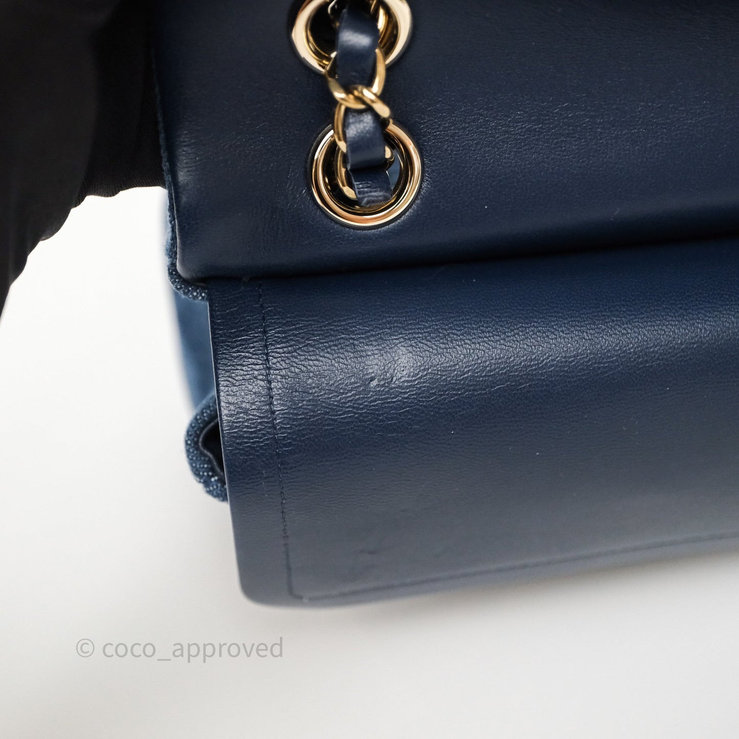 Chanel Small Classic Flap Quilted Blue Printed Denim Gold Hardware
