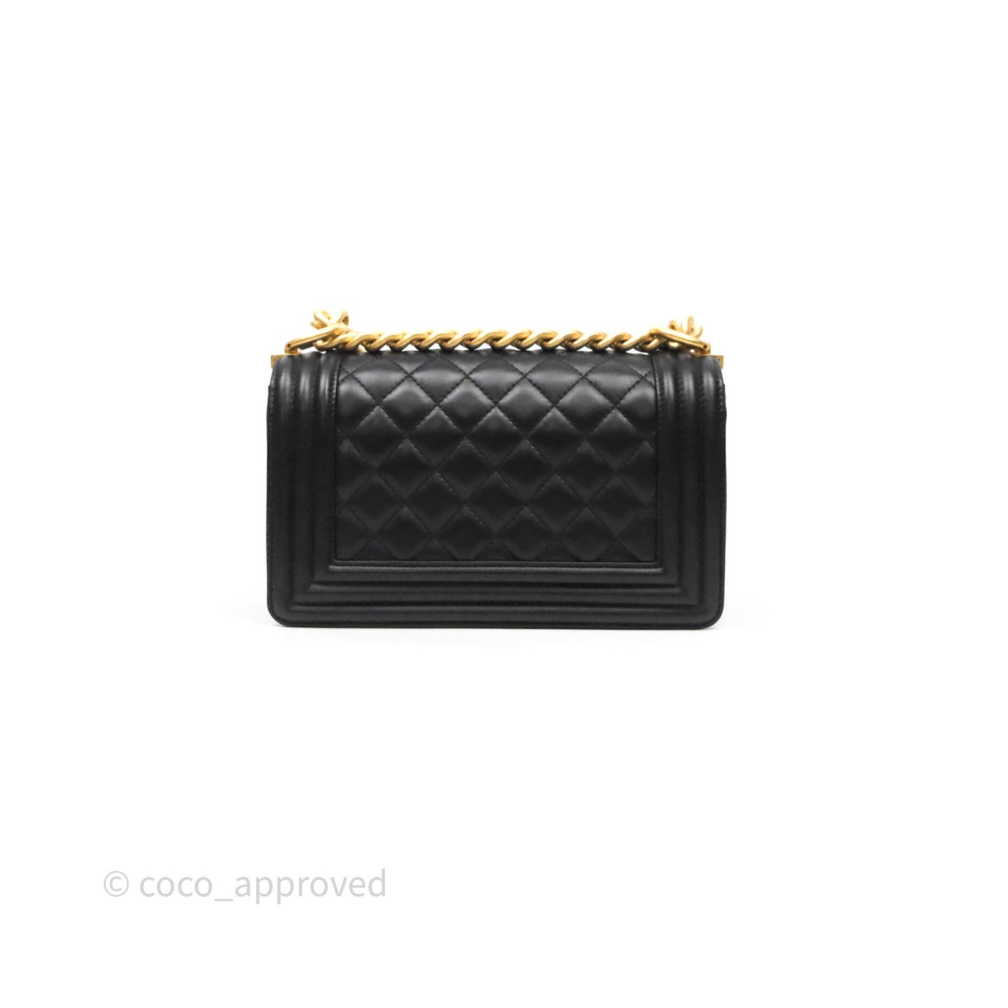 Chanel Small Boy Black Lambskin Aged Gold Hardware